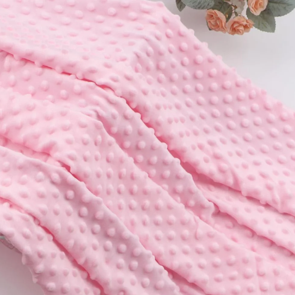Tela Minky de 2 m x 230 cm por metros, tela con puntos 3D para coser, tela de peluche, tela decorativa para manualidades, mantas, sacos de dormir, ropa, decoración del hogar, color rosa