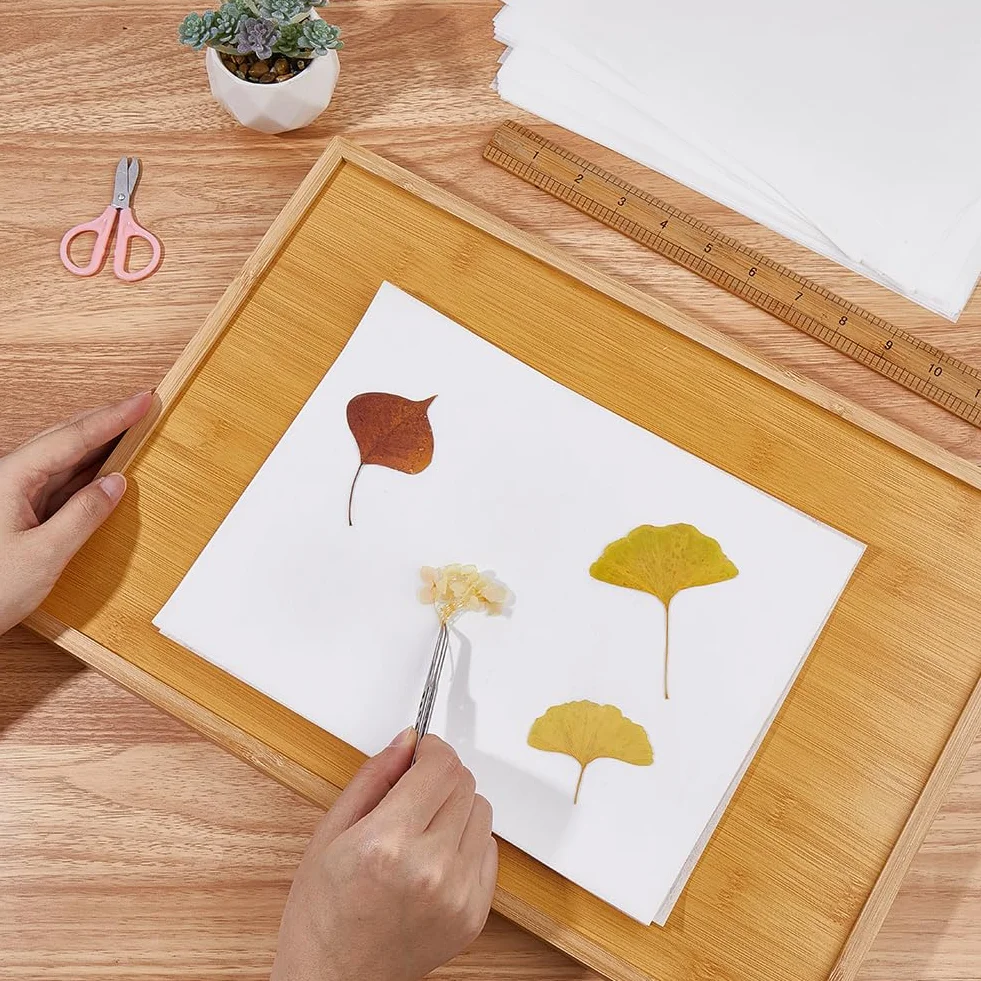 CRASPIRE 100 Hoja de Papel Secante para Prensar Flores, Papel Secante de 10.2 x 7.8 Pulgadas, Altamente Absorbente, Reutilizable, Recambio, Secado, Absorbente, Hoja, Suministros para Prensar Flores,
