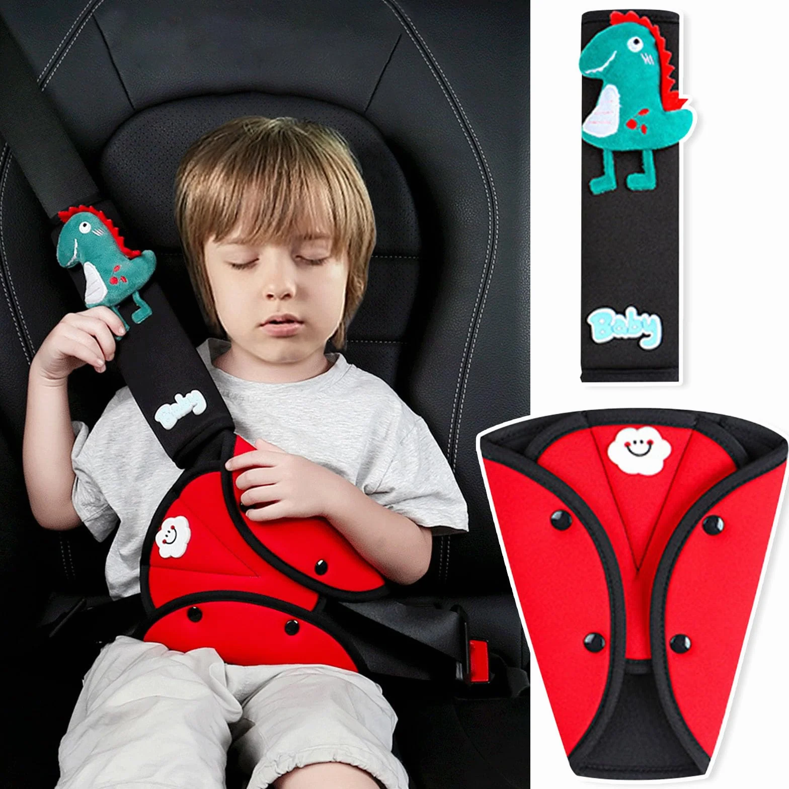 Protector para Cinturón de Seguridad, Almohadillas para Cinturones de Seguridad para Niños, Almohadillas Protectores de Hombro para Automóviles,Desmontable,Ajustable,para Niños y Niñas
