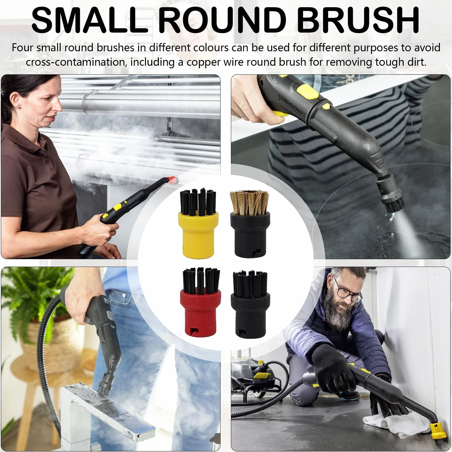 13 Piezas Accesorios para Kärcher Limpiadores a Vapor, Incluyendo Cepillo Redondo, Rasqueta Limpiacristales, Cepillo Plano, Boquilla, Limpieza a Vapor Accesorios Compatible Kärcher SC1 SC2 SC3 SC4 SC5