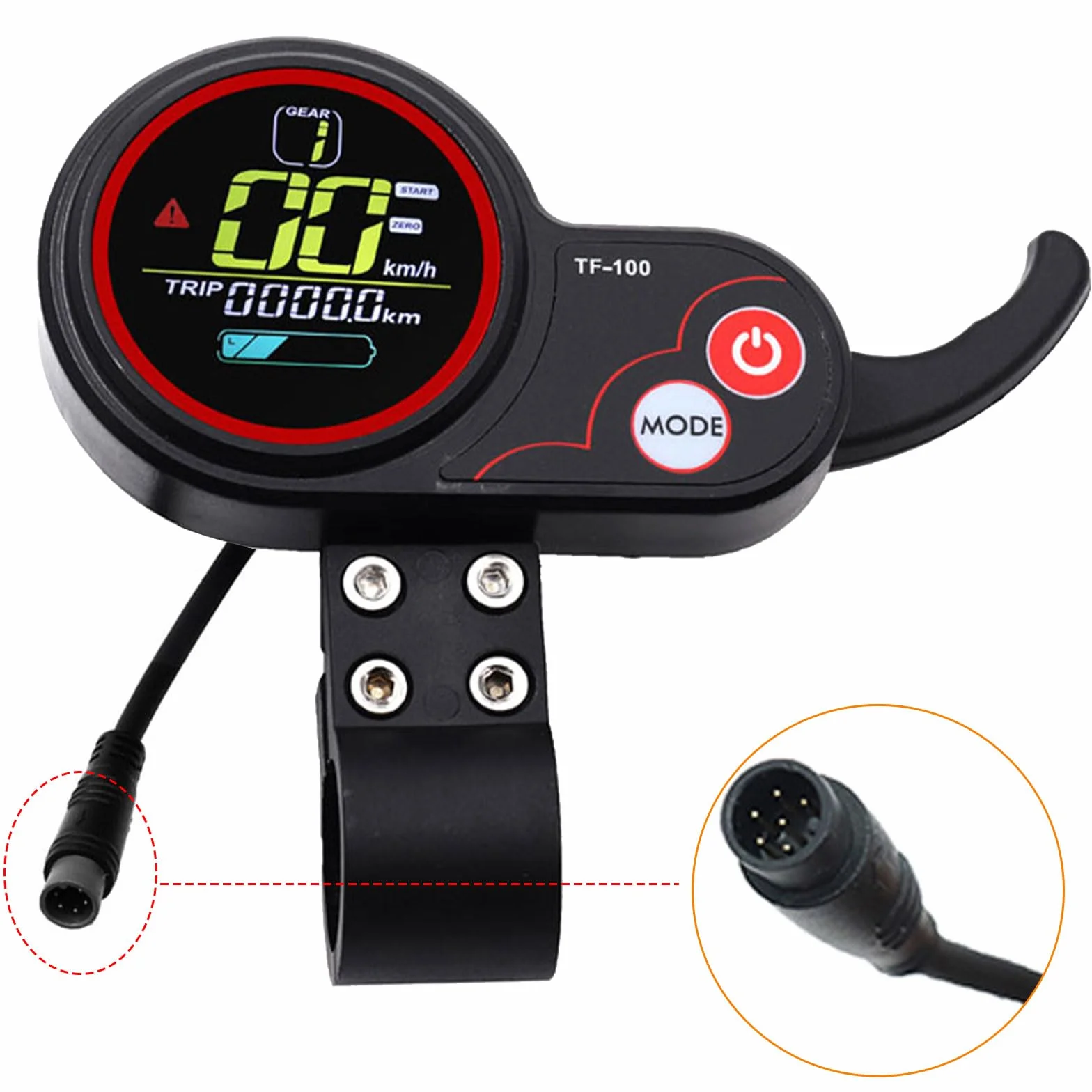 Pantalla LCD 48V TF‑100 para Scooter Eléctrico KUGOO M4/M4 Pro, Panel de Visualización de 6 Pines con Controlador