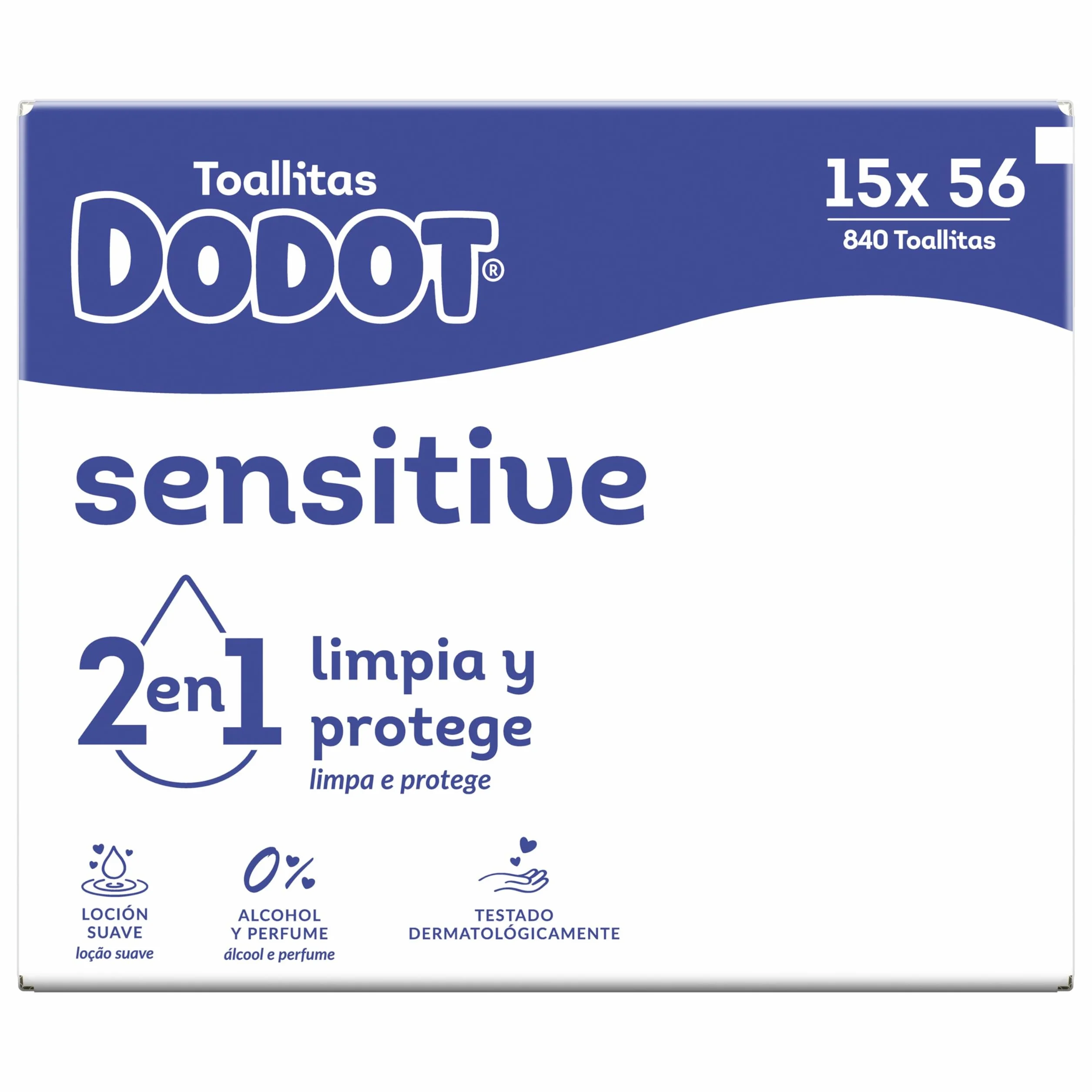 Dodot Toallitas Sensitive para Bebé, 840 Unidades, 15 Paquetes