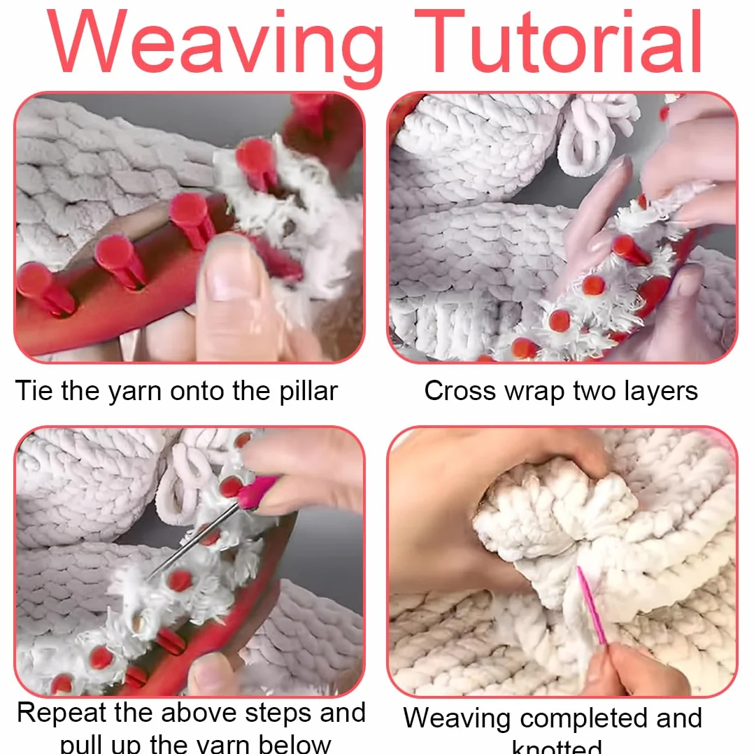 1 Telar Redondo y Circular, Loom Knitting Loom Set, Kit de Tejido con Instrucciones para Principiantes, con Aguja de Punto y Ganchillo, Telar (Ø 24cm)
