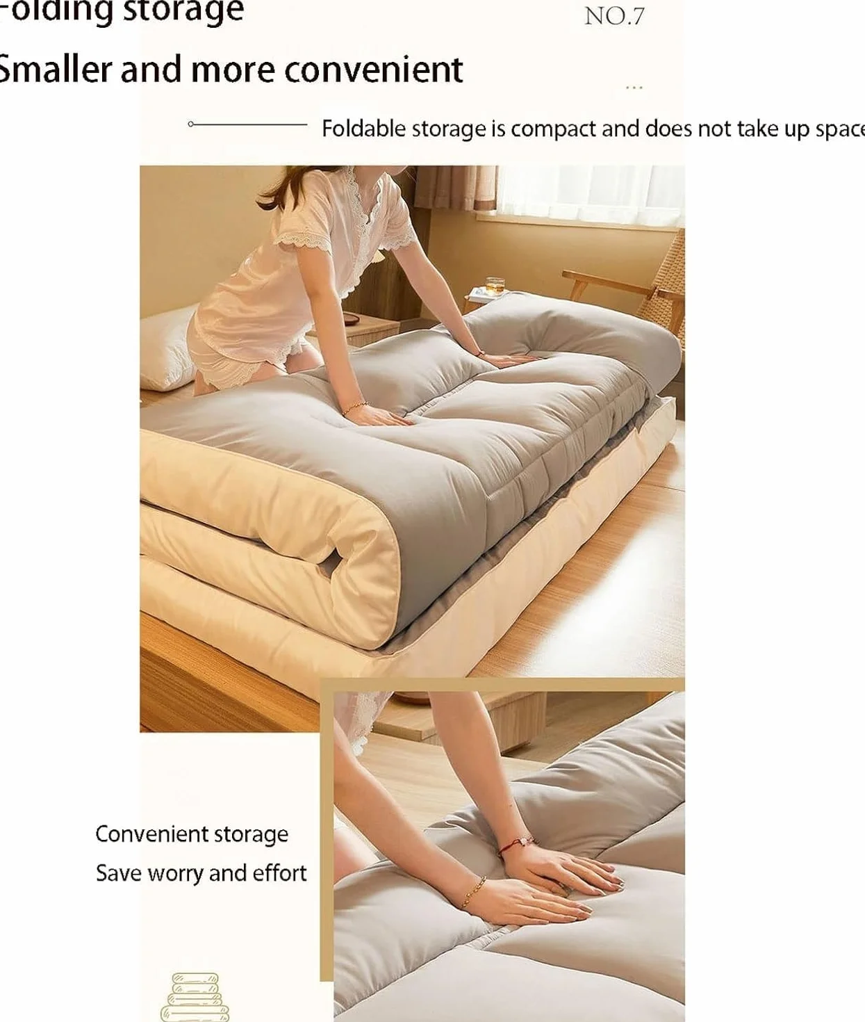 Futon Plegable-Tatami Japones, Tatami Grueso, Colchón Piso Plegable, para Habitación Amigable Dormitorio Estudiantil(90 * 200cm)