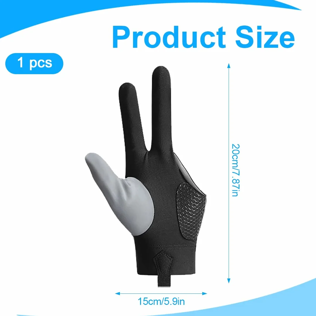 Guantes de billar de la mano izquierda, Guantes de billar de dedo, Guantes de billar de dedo para disparar, Guantes de billar de 3 dedos, Cómodo guante de entrenamiento