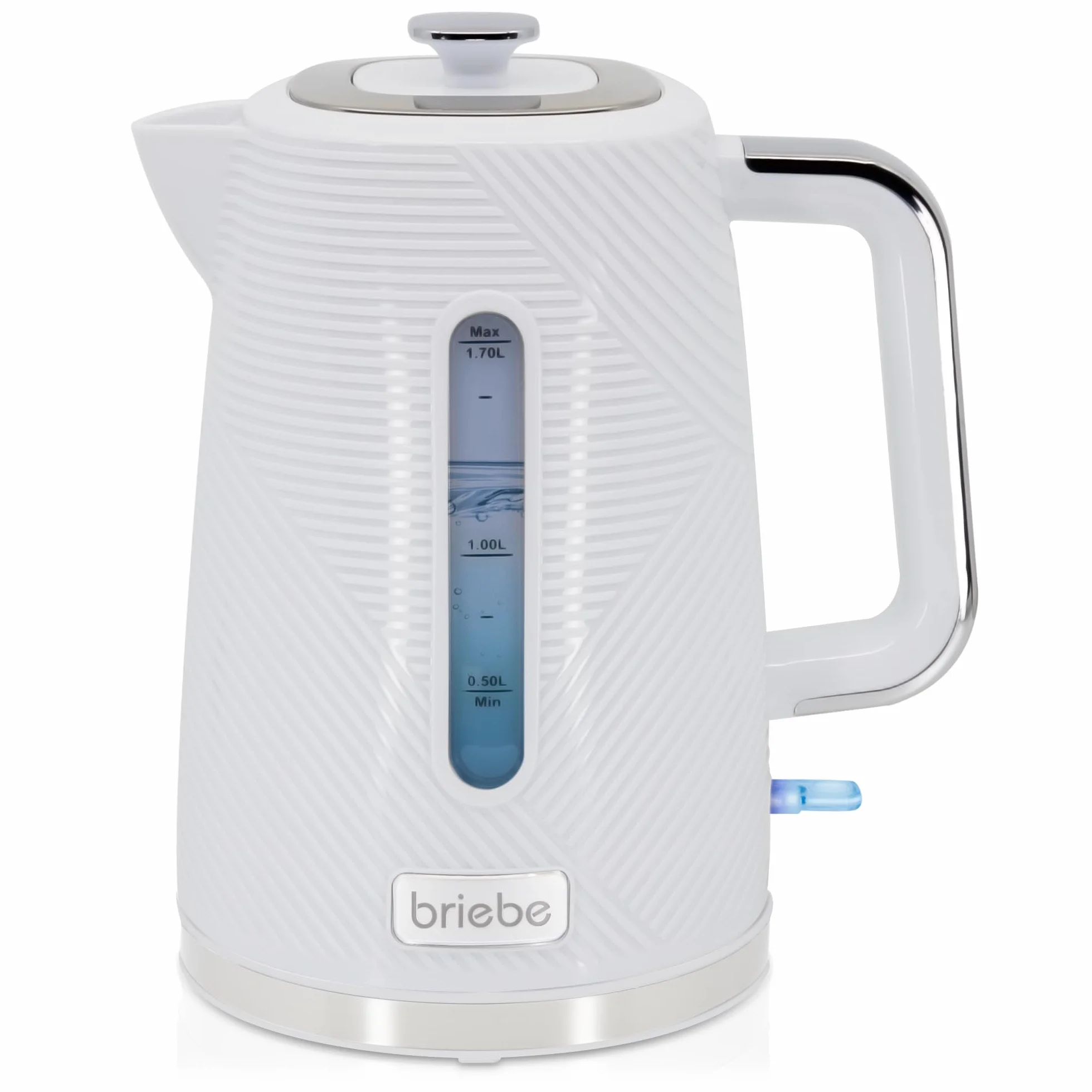 briebe Elegance Set Tostadora Pan Ranura Ancha 2 Rebanadas, 7 Niveles Tostado + Hervidor Agua Eléctrico 1,7L Inalámbrico, 2200W Ebullición Rápida, Libre BPA, Pack Desayuno Diseño Moderno Blanco