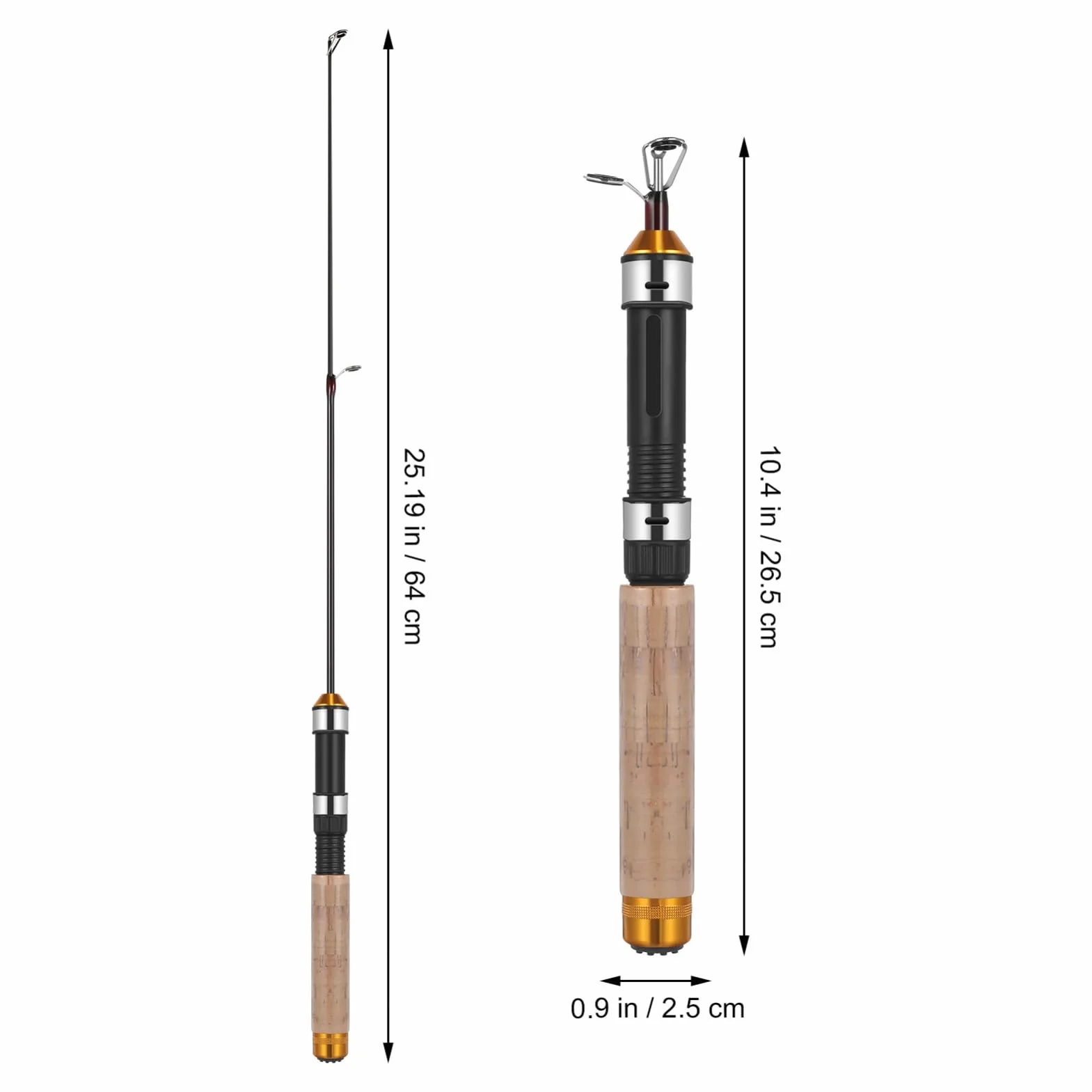 BESPORTBLE Caña de Pescar Telescópica de Madera para Pesca en Hielo