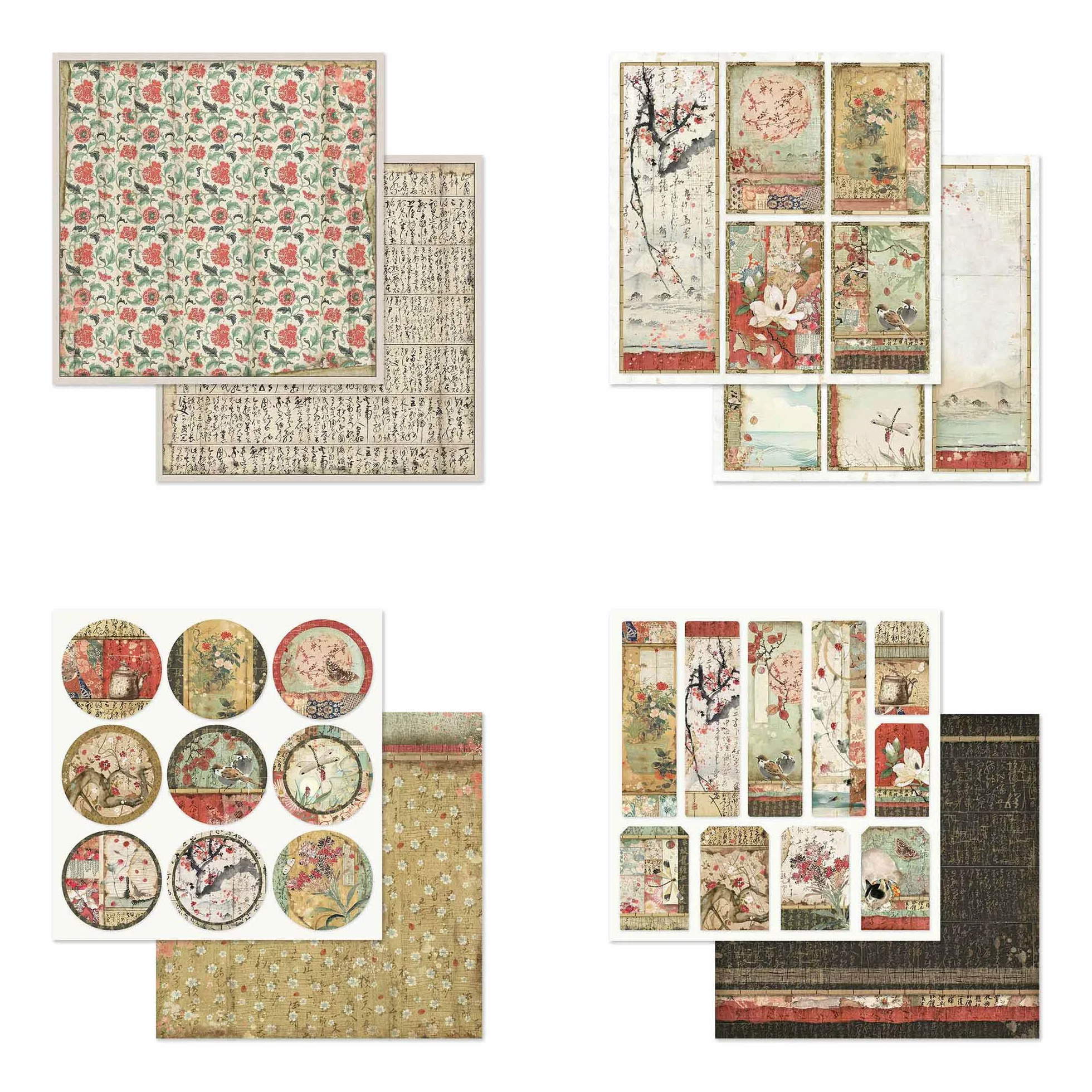 STAMPERIA SBBS09 Oriental Garden-Bloc de Papel (10 Hojas, 20,3 x 20,3 x 8 Pulgadas, Doble Cara), Multicolor, talla única