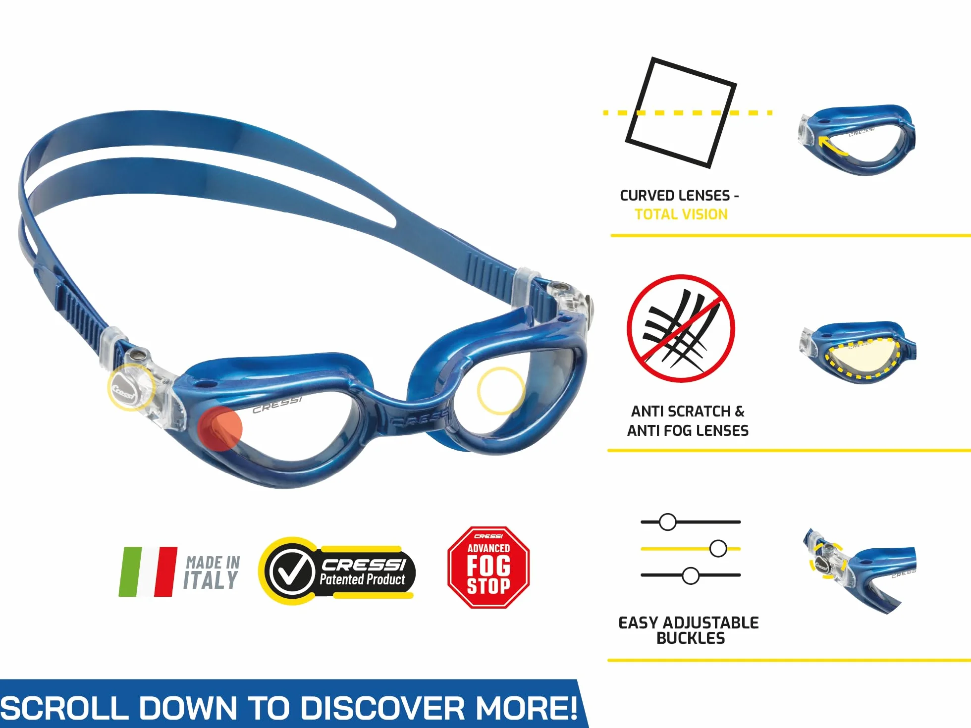 CRESSI Right Goggles - Gafas Adulto para Natación, Piscina y Deportes Acuáticos, Antivaho 100% Anti-UV, Talla Única
