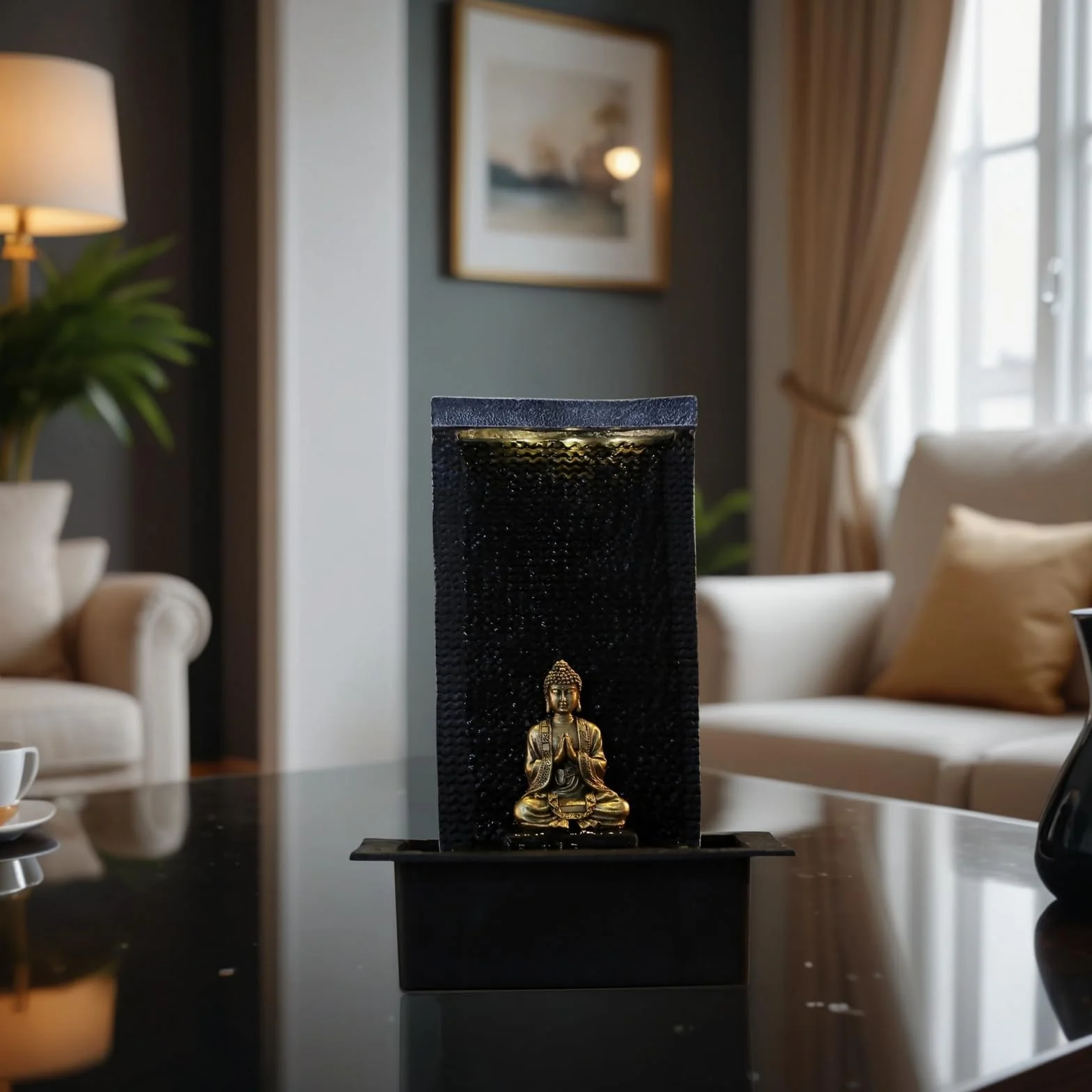 Zen'Light Zenitude Fuente de poliresina Negra 31 x 31 x 42 cm