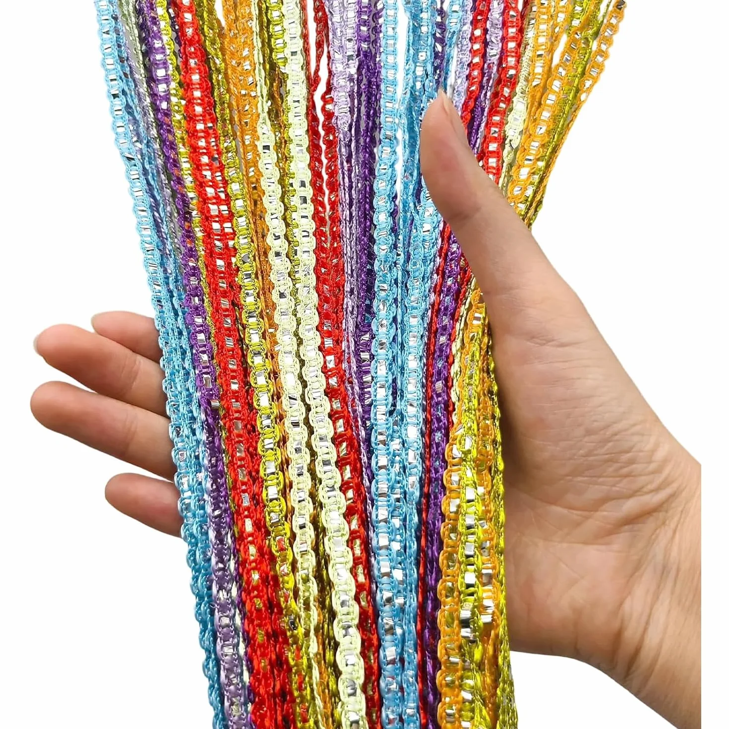 Cortina de hilos brillantes arcoíris para decoración de puerta y fondo, mosquitera con cuentas brillantes para patio, fiestas y fondos de fotos, 91 cm x 200 cm