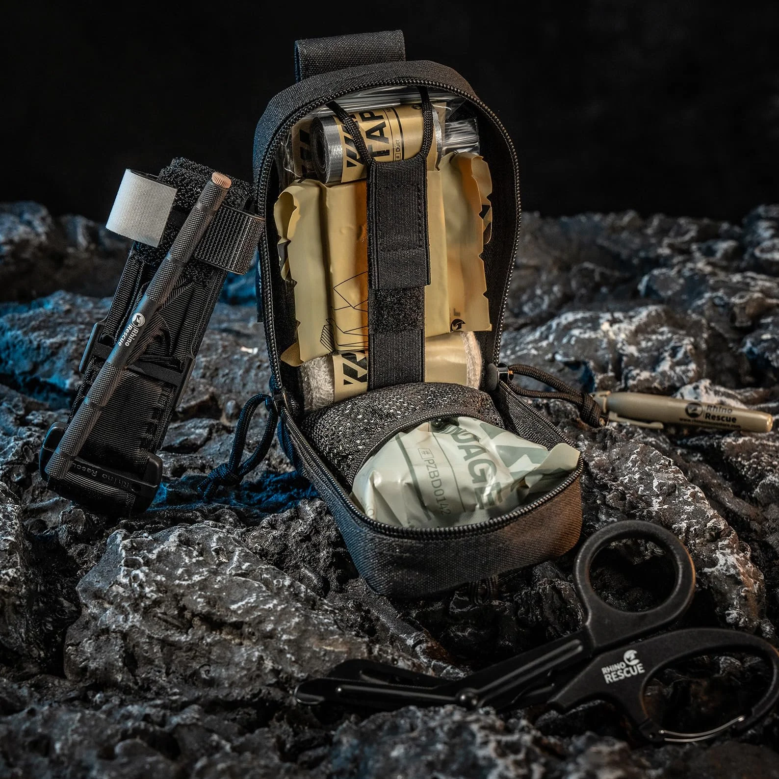Kit de trauma Molle Tactical Bag Negro RHINO RESCUE EDC IFAK
