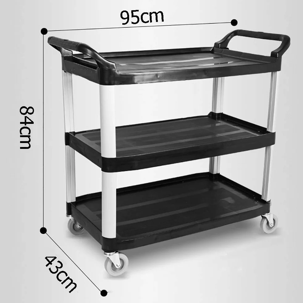 Carritos, Carro de Almacenamiento, Carro de Servicio, Vehículo utilitario, Carro portátil multifunción, Carro para el hogar, Carro Negro para Hotel, Carro de Catering co