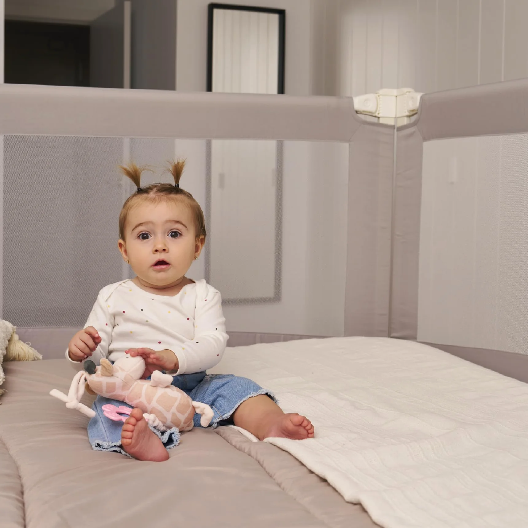 ms BabyWorld – Barrera Tall – Barrera de Seguridad para Bebé | 90/150/190 cm con Enganches Incluidos | Extra Alta y Resistente | Mecanismo de Bajada Seguro | Fácil Instalación | (190)