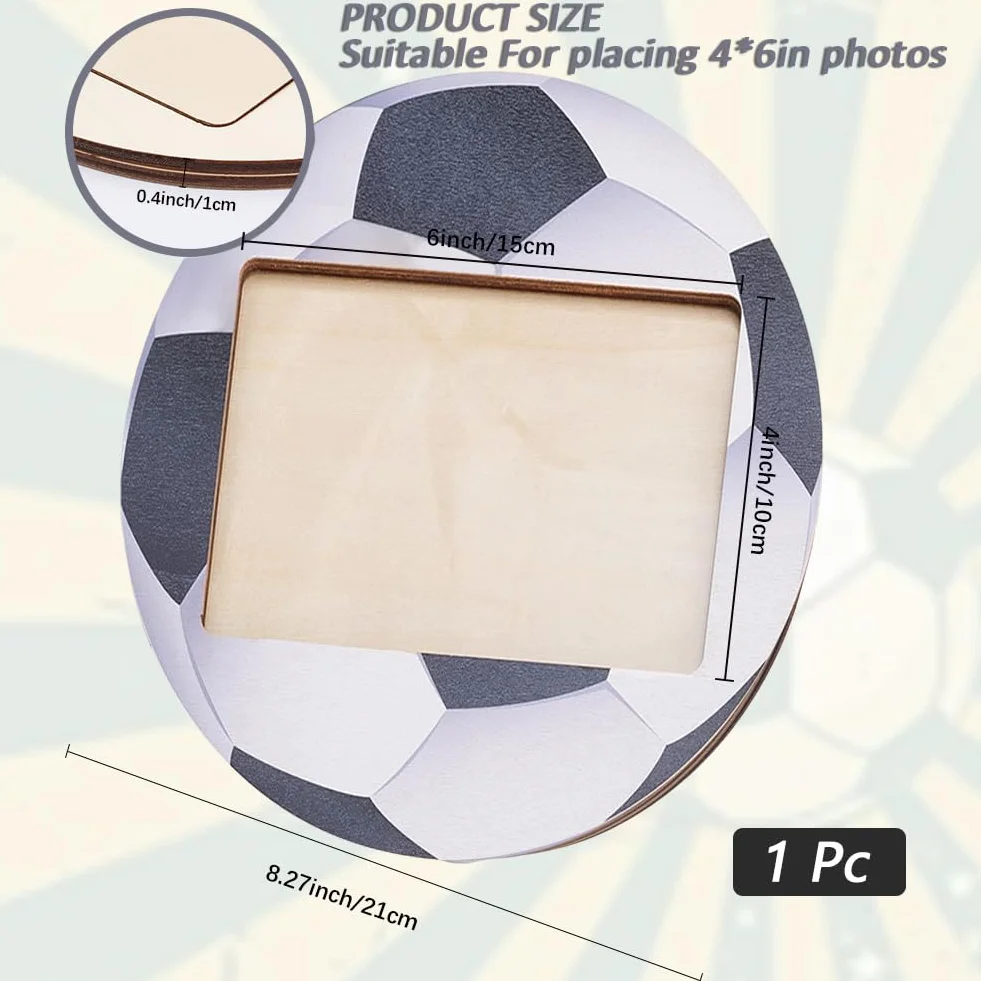 CREATCABIN Marco de Fotos de Fútbol 4x6 Madera Deportiva Balones Decoración Pared