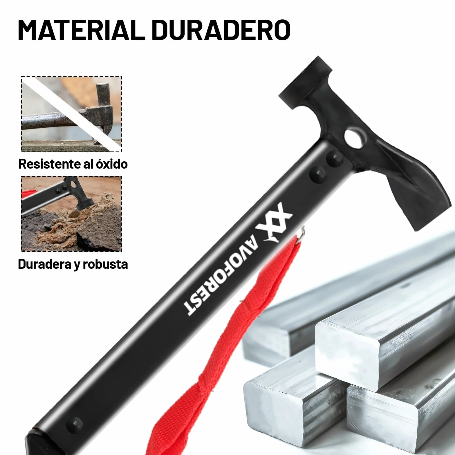 Martillo de Camping con 10 Piquetas para Tienda, Multifunción con Bolsa