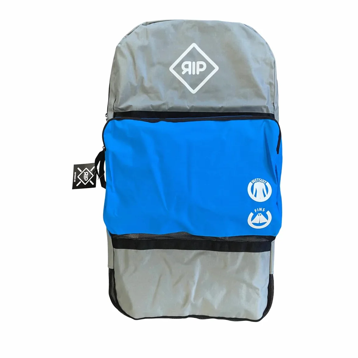 Funda para bodyboard mochila capacidad 2 tablas bolsillo exterior grande asa correas traseras ajustables gris azul