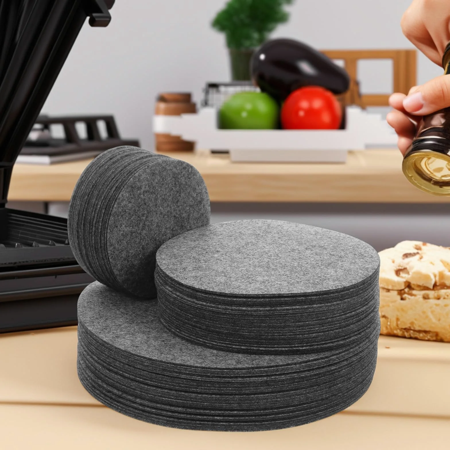 144 Protectores de Ollas y Sartenes de Fieltro Redondos para Cocina en Casa y Restaurante, Separadores de Platos para Evitar Arañazos y Almacenamiento Seguro