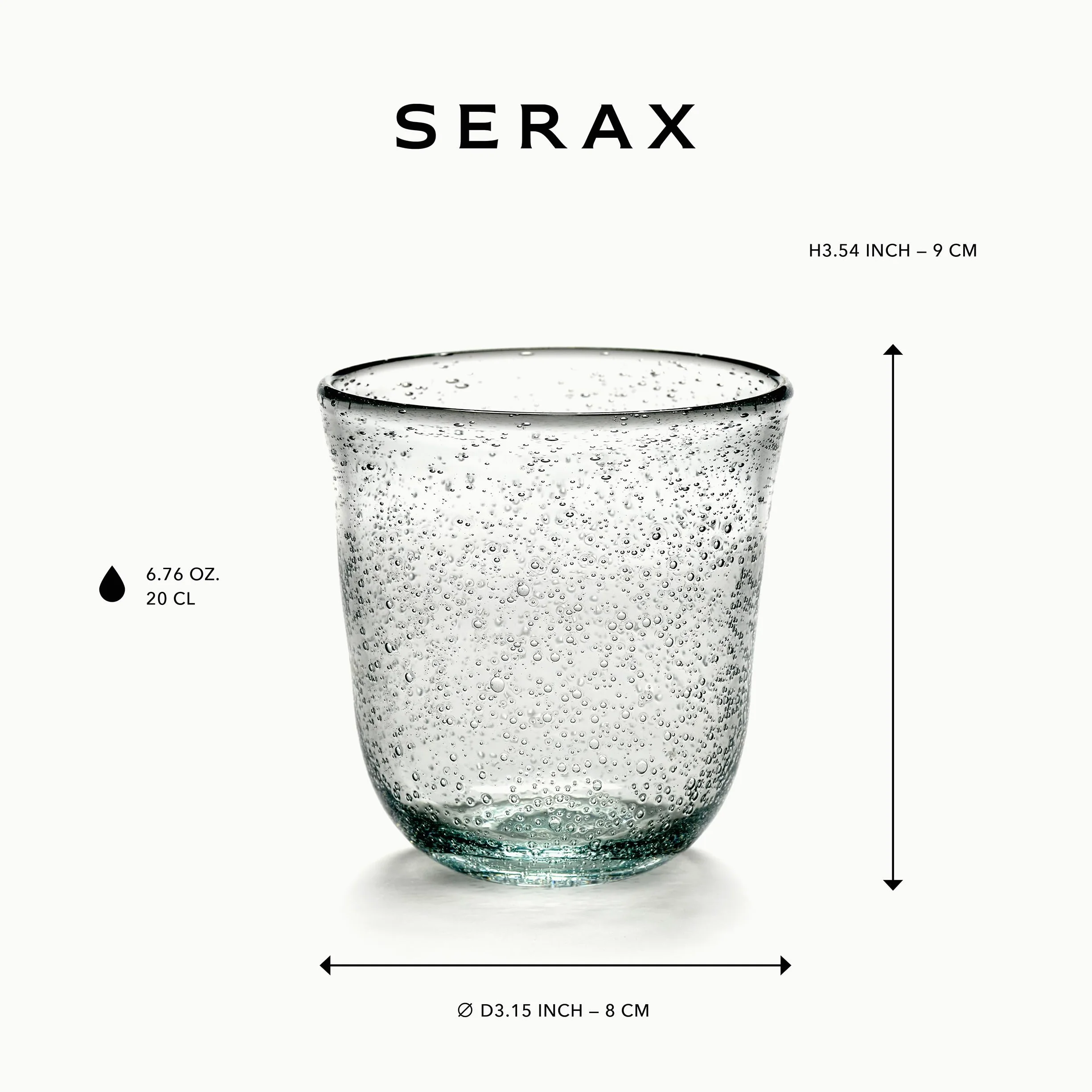 Juego de 4 vasos para beber | Cristalería Pure de Pascale Naessens | Vasos de Agua Transparentes 20 CL ​​con Burbujas | Artículos básicos para el hogar, cristalería | Bebidas, Jugos