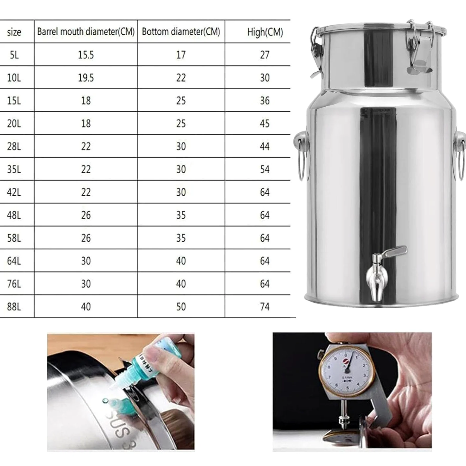 Aceitera con grifo para aceite - 1 ud | Acero inoxidable, anti-fugas, duradero, ideal cocina, almacenaje seguro, apto alimentos.(24L)