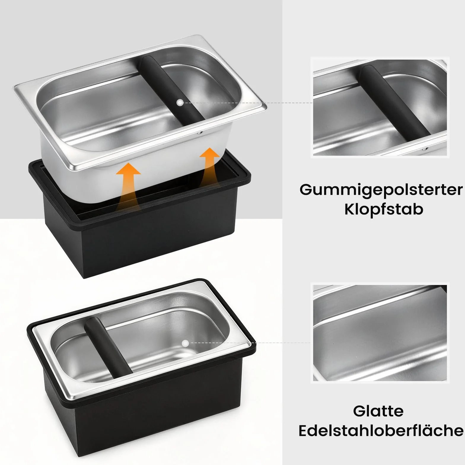 Caja para Posos Café de Café de Acero Inoxidable, Contenedor de Gran Capacidad con Amortiguadores de Goma y Juntas de Silicona, Duradero y Fácil de Limpiar