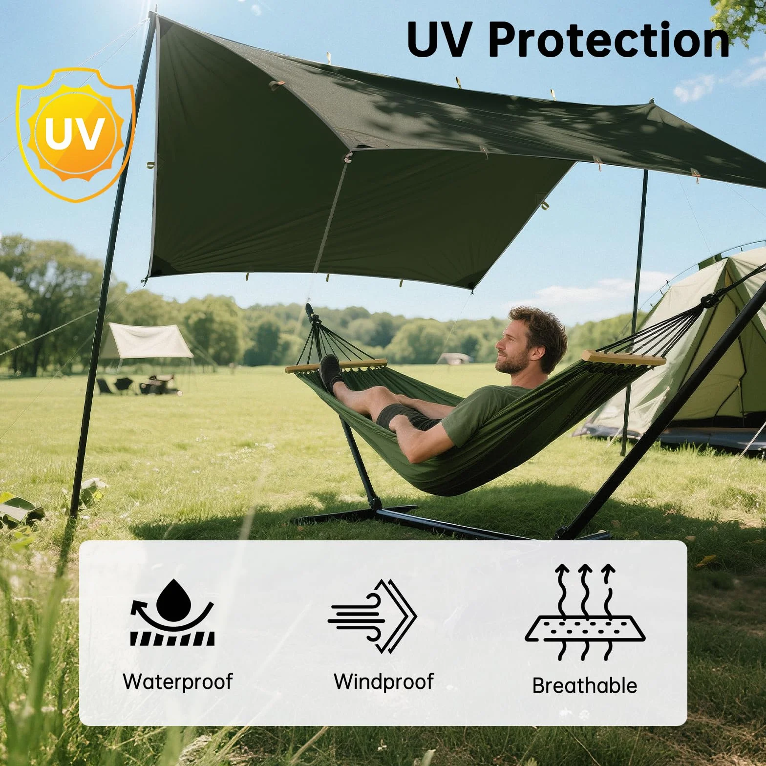 FREE SOLDIER Lona impermeable ultraligera protección UV 4x4 m camping senderismo