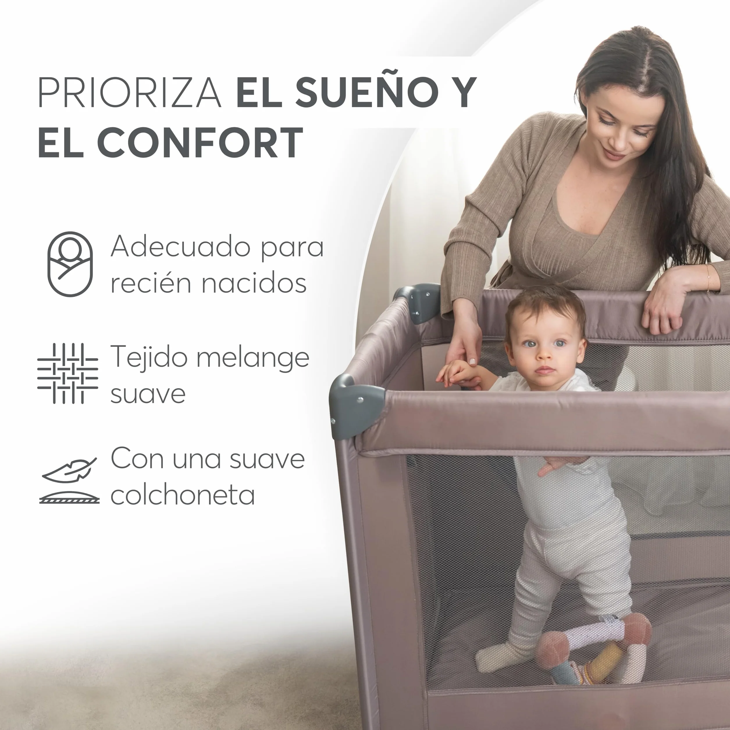 KikkaBoo Cuna de Viaje SO Gifted 2026 120x60 cm hasta 15 kg, Parque Plegable con Bolsa de Transporte, Beige
