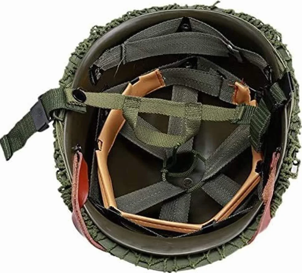 Casco Acero M1 WW2 US, WWII Equipo Militar Segunda Guerra Mundial Casco Imitación con Cubierta Red