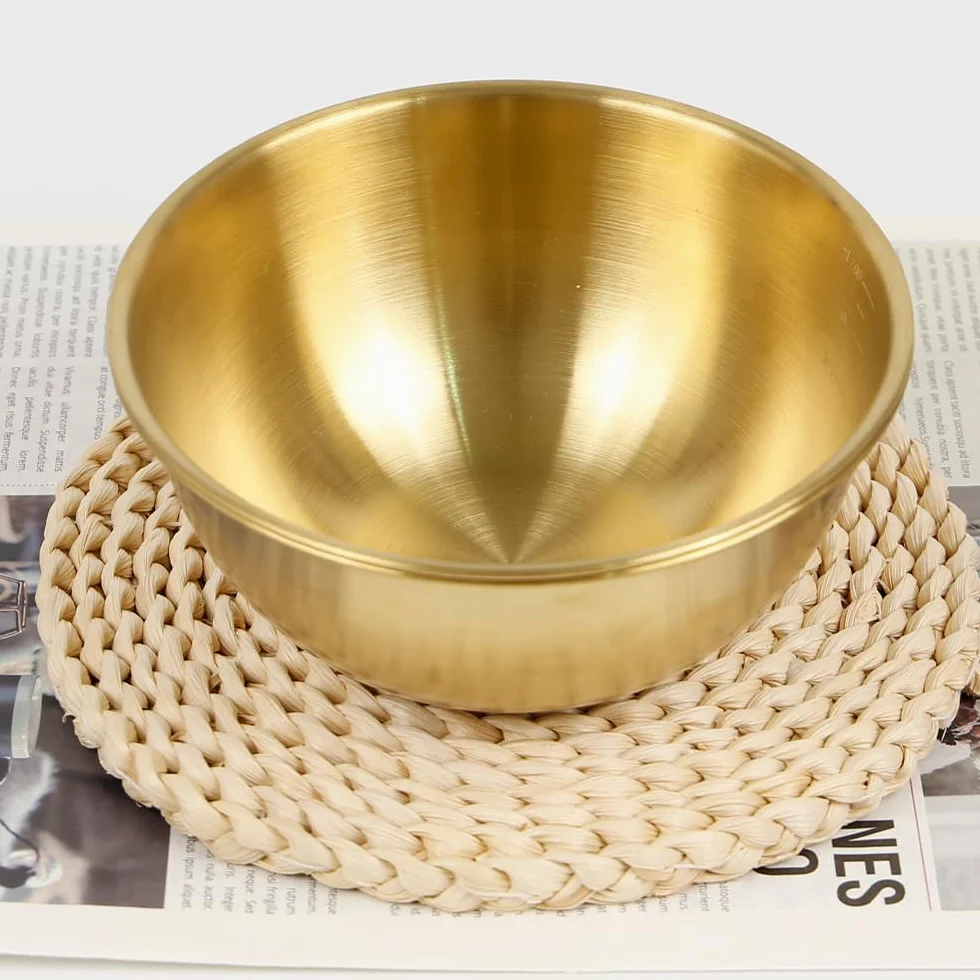 8 Piezas Cuenco Dorado 17 cm de Acero Inoxidable Cuenco Ensalada Dorado Cuencos Apilables Acero Inoxidable Dorados Cuencos de Cocina para Ensalada Sopa Arroz Fideos Ramen Fruta (17 x 7 cm)