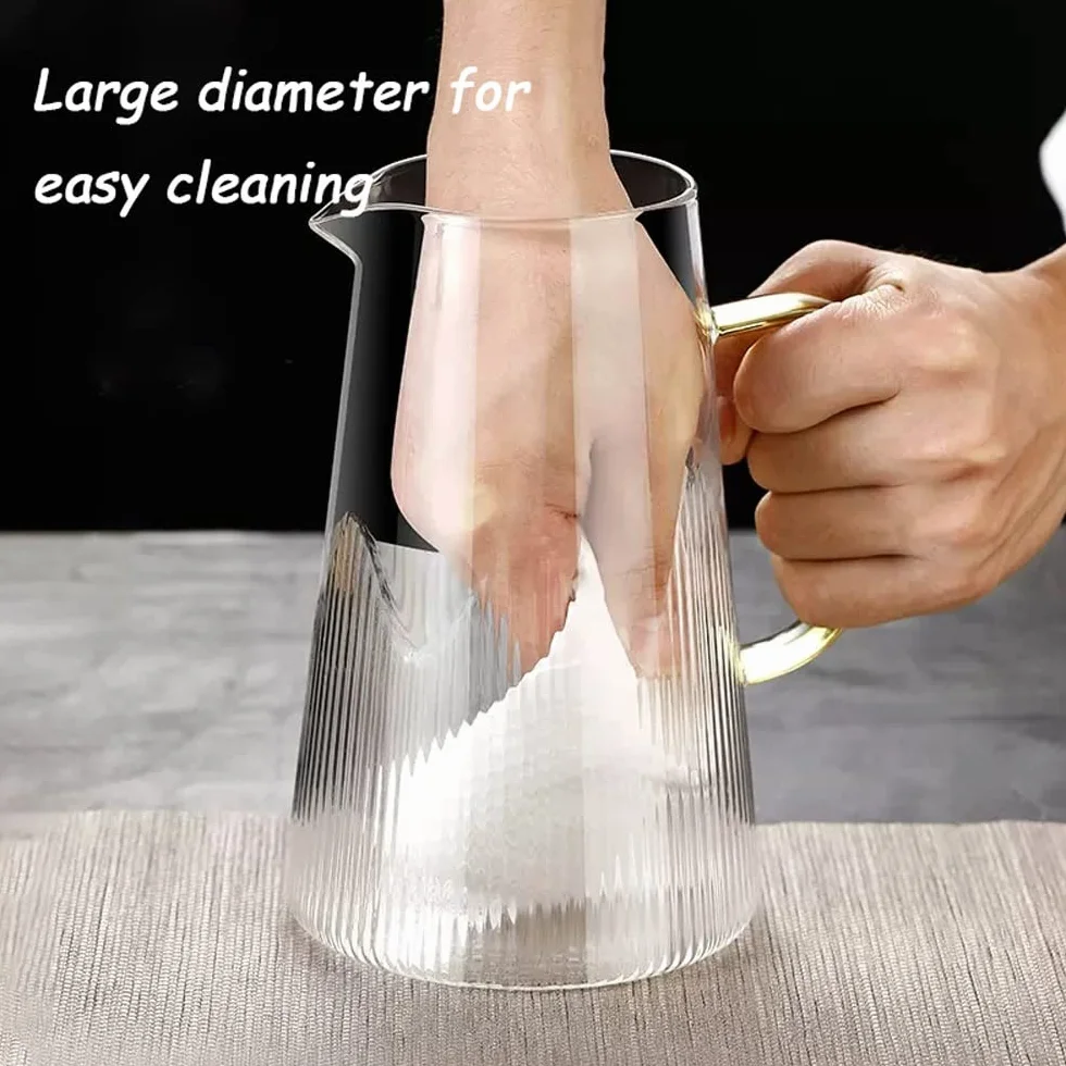 Nff Jarra De Cristal, Jarra De Cristal De 1,2 L con Tapa, con Mango De Madera Jarra De Agua De Cristal Resistente Al Calor Apta For Bebidas, Té Caliente, Café, Leche (Color : A)
