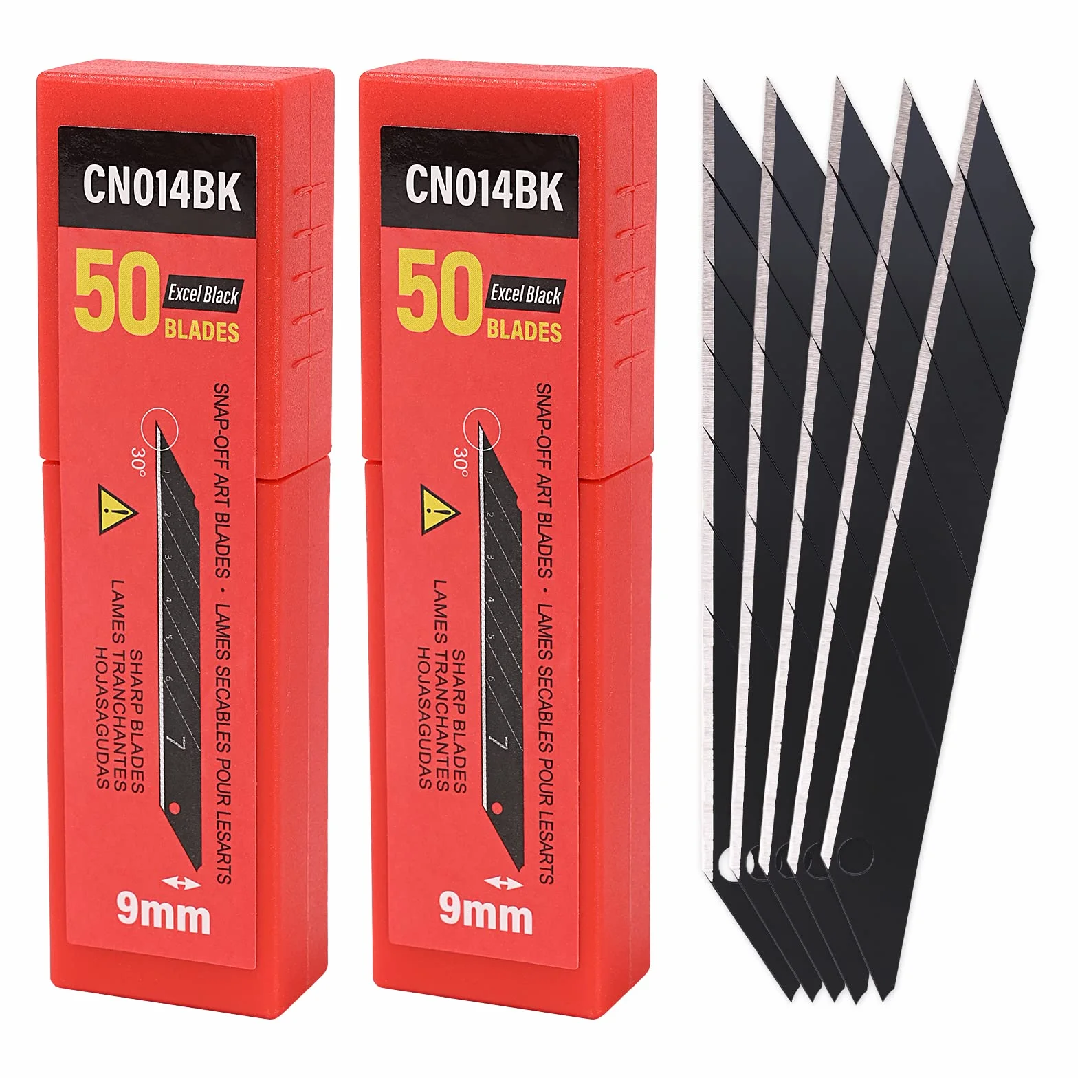 Winjun Pack de 100 Cuchillos Cortadores Acero Carbono Cuchillas de 30 Grados a Presión Cuchillas de 9mm Cuchillos de Repuesto para Cuchillos de Alfombra Cuchillos Artesanales Rojo