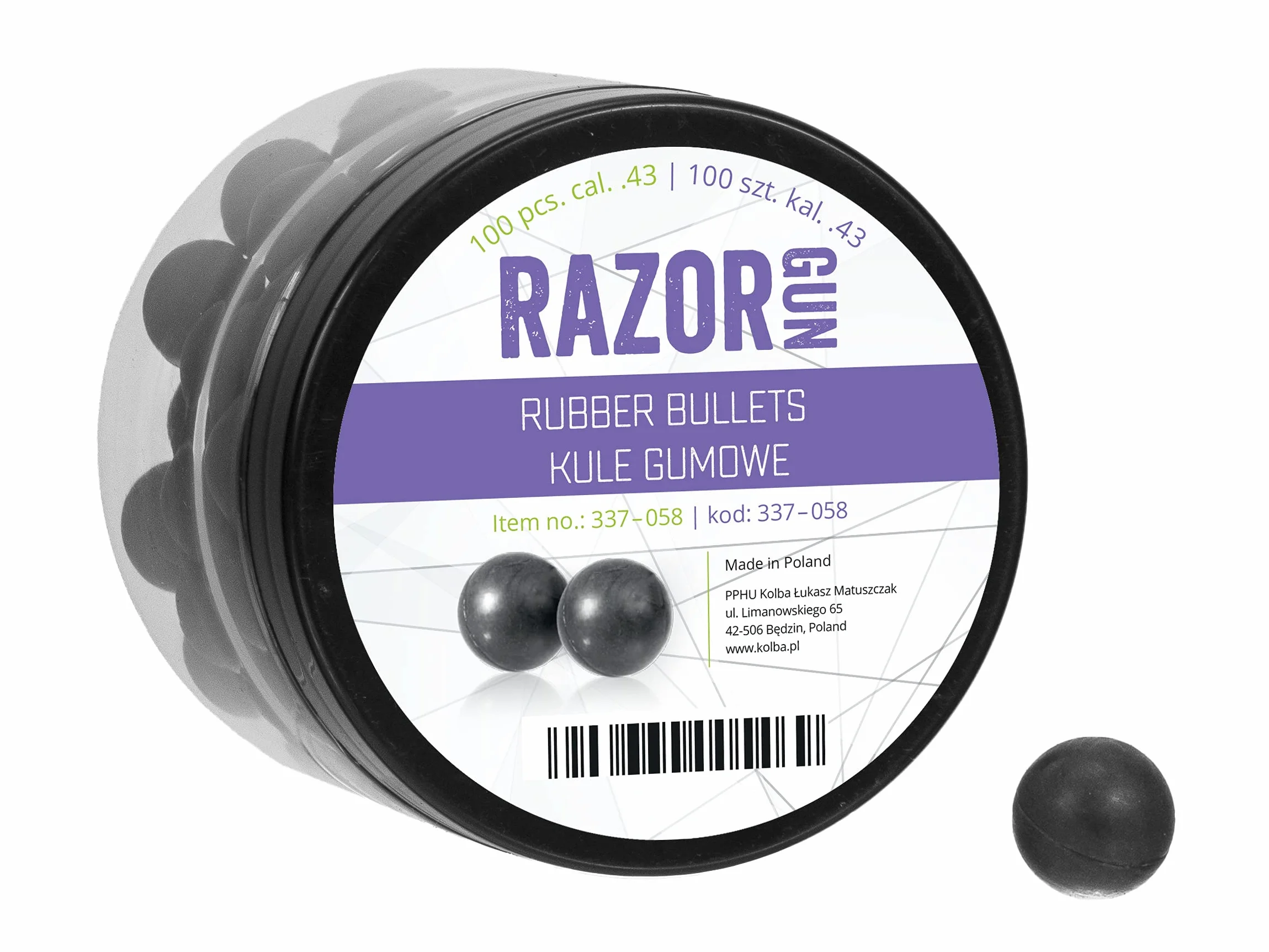 RazorGun Bolas de goma 43 pulgadas 100 piezas para M&P9c TPM1 PPQ Umarex T4E