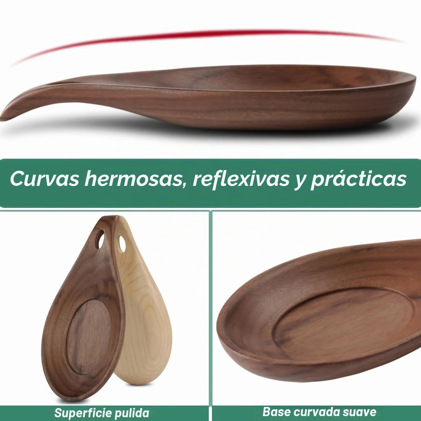 Reposa cucharas cocina, Soporte Utensilios de Cocina de Madera, Soporte para Cuchara Resistente al Calor,soporte perfecto para espátulas, cucharas, pinzas y más (nuez-1Pcs, nuez-1Pcs)
