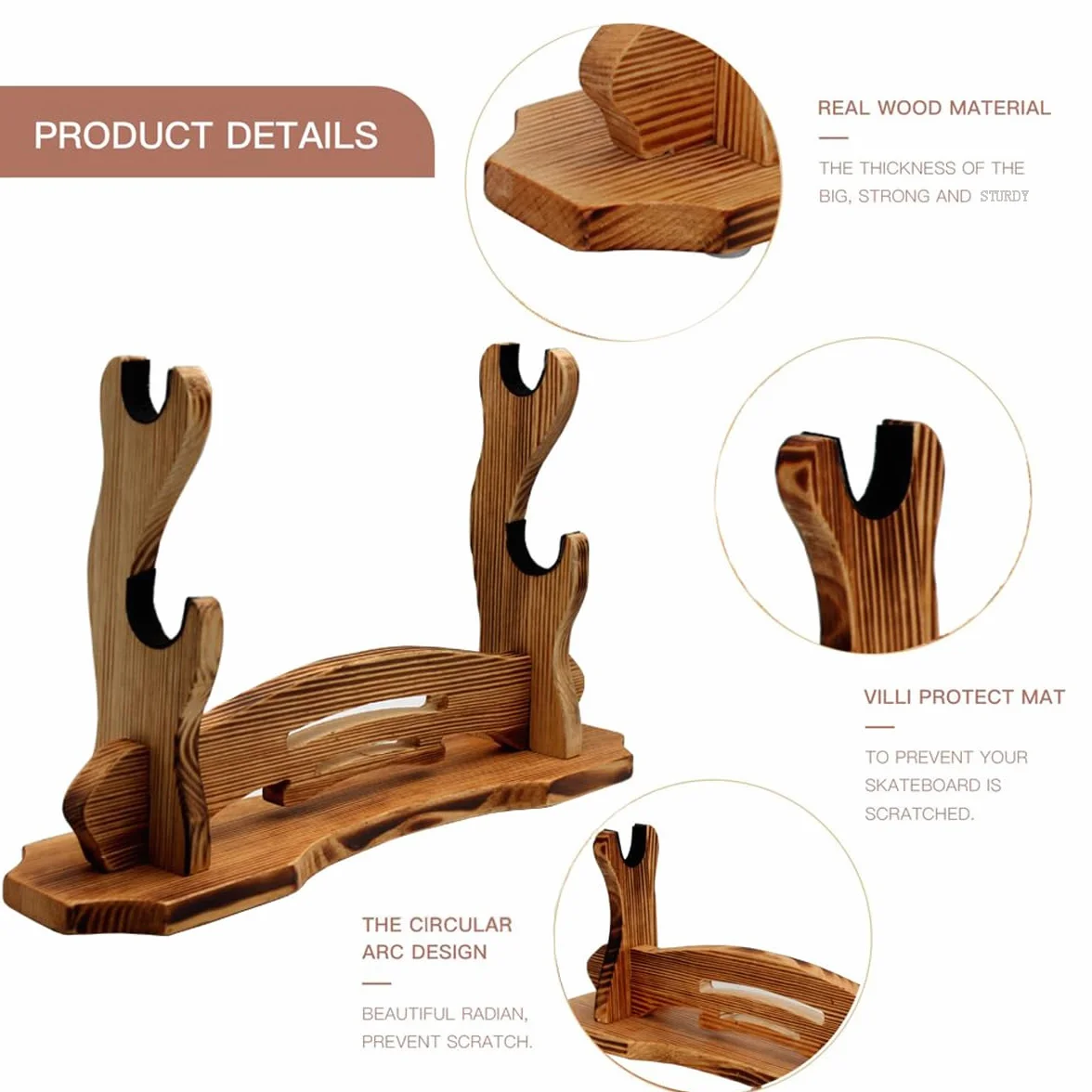 BiJun Soporte para Espada Katana de Madera, Montaje en Pared para Katana Wakizashi Samurái