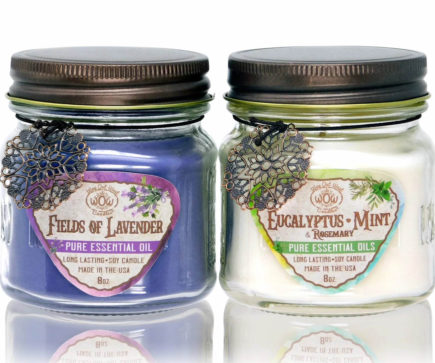 Velas aromáticas en tarros para regalo en set de 2 – mezcla de cera de soja natural – velas de larga duración perfumadas – la mejor idea para regalo de vela perfumada - únicas
