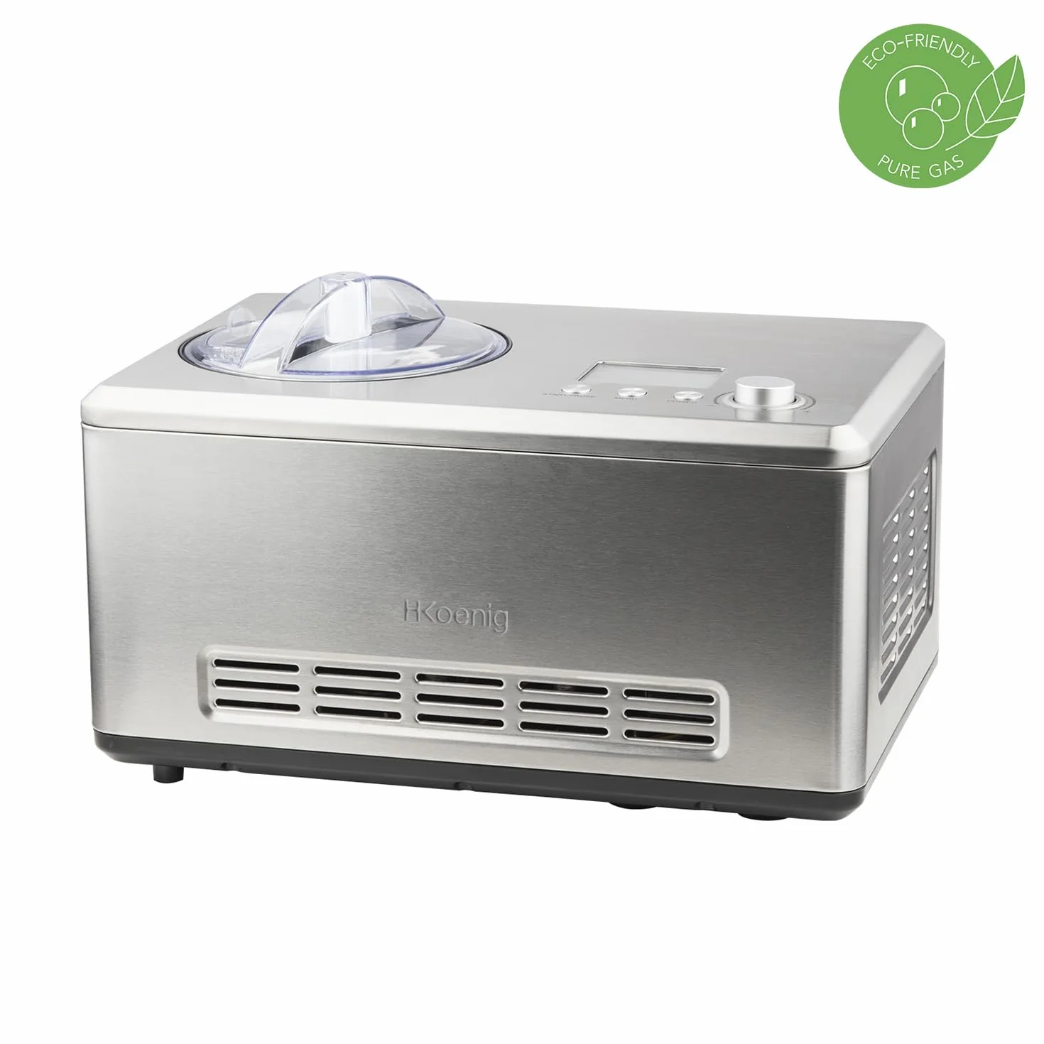 H.Koenig Heladera Profesional HF320, Heladera Eléctrica 2L, 180 W, Enfriadora, Preparación Rápida, Compresor - Yogur helado, Sorbetes y Helados