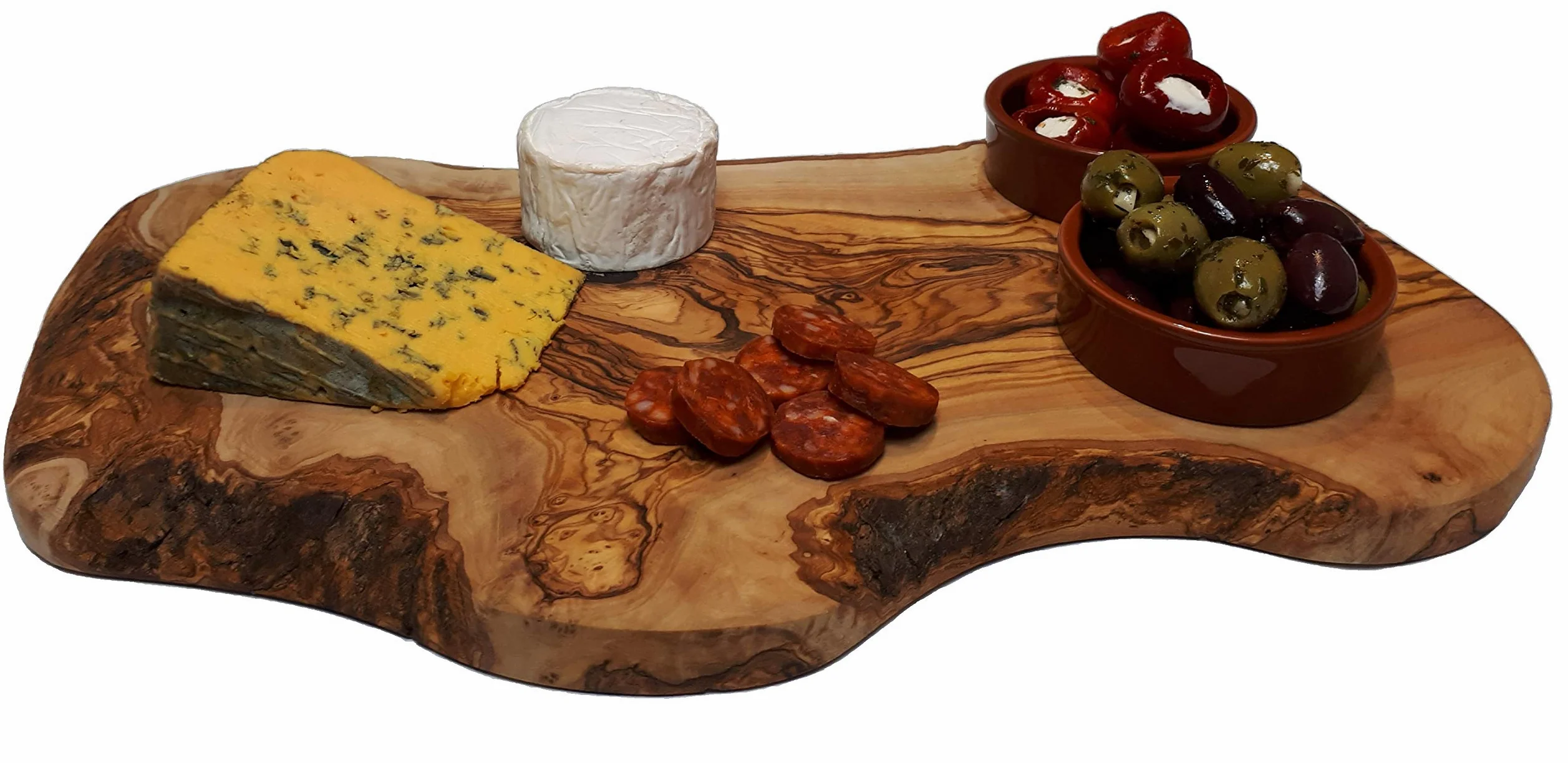 40 x 20 cm - Tabla de madera de olivo, para embutidos, cortar, servir, tapas y aperitivos