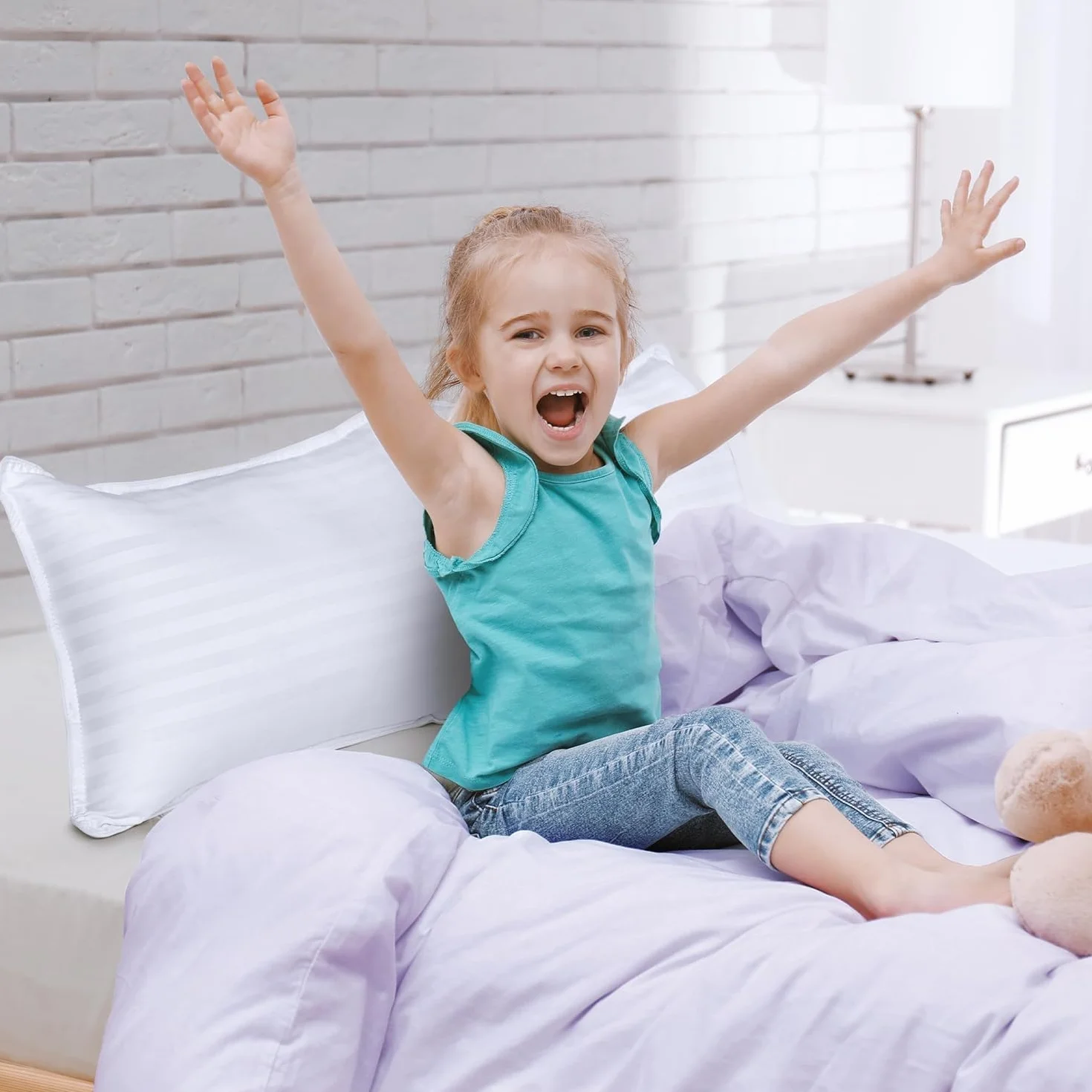 Utopia Bedding Almohada para Niños Juego de 2, 33 x 45 cm, Polialgodón, Transpirables, Suaves, Blanco