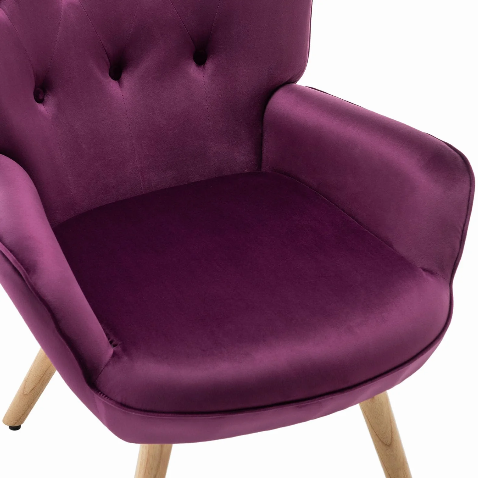 HollyHOME Sillon con Reposapies Salon Sillón Lectura Butacas de Salon Relax Comodos Sillones con Reposapiés Terciopelo Dormitorio, Púrpura