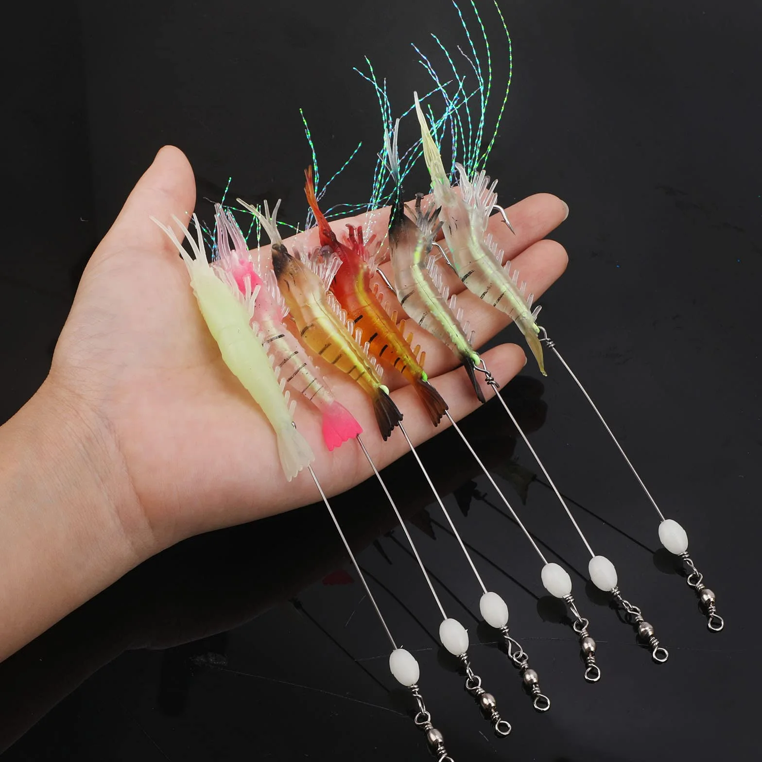 Cebo Camarón Laser 3D Artificial Anzuelo Spinning Flotantes para Pesca con Mosca Perca (6 Colores)