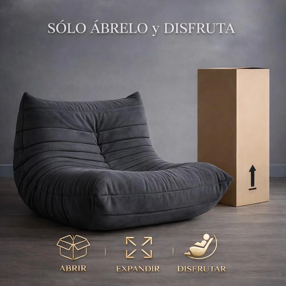 Aiire Puff Salon de Lujo Vintage - Sillón de Diseño Francés en Tejido Premium Antimanchas - Sofa Puf Gigante con Relleno Incluido - Bean Bag Chair XXL Moderno - Diseñado en España