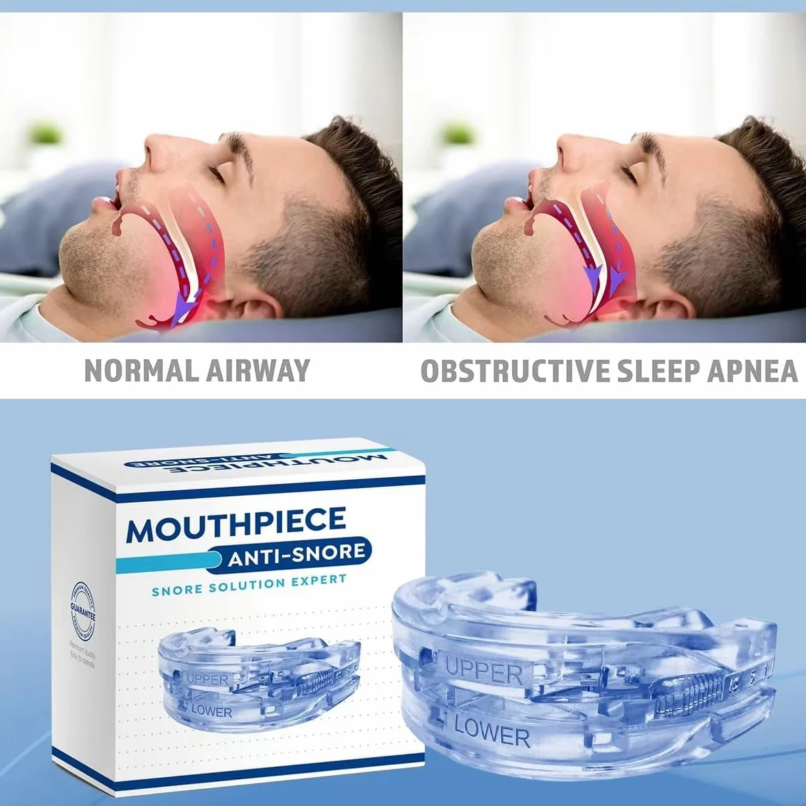 Protector Bucal Antirronquidos, Boquilla De Avance Mandibular, Dispositivo Antirronquidos De Grado Médico, Boquilla para Dormir Personalizable (White Anti Snoring Mouthp 2PCS)