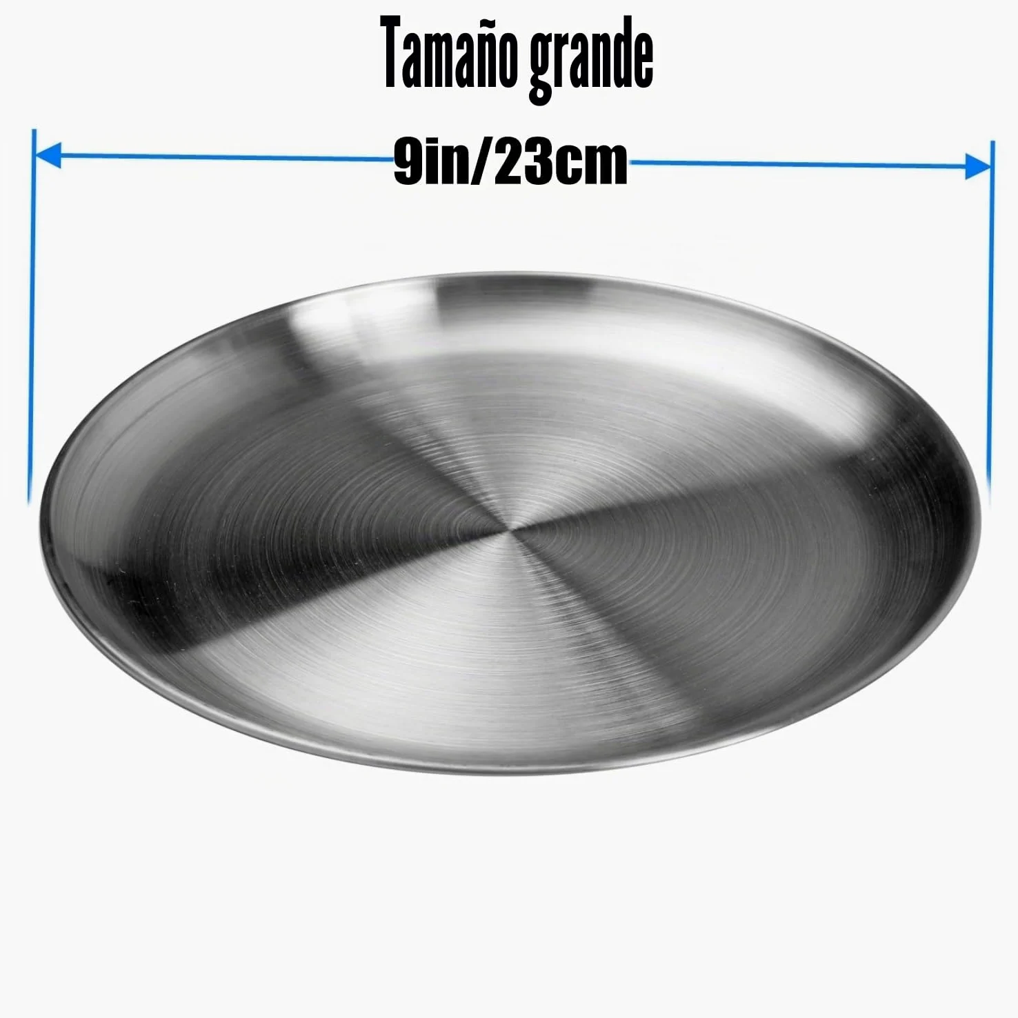 Platos de acero inoxidable inox 304 metal de acero ligero Unbreakable cena platos Juego de platos sin toxinas apto para lavavajillas seguro y saludable (23 cm 10 Piezas)
