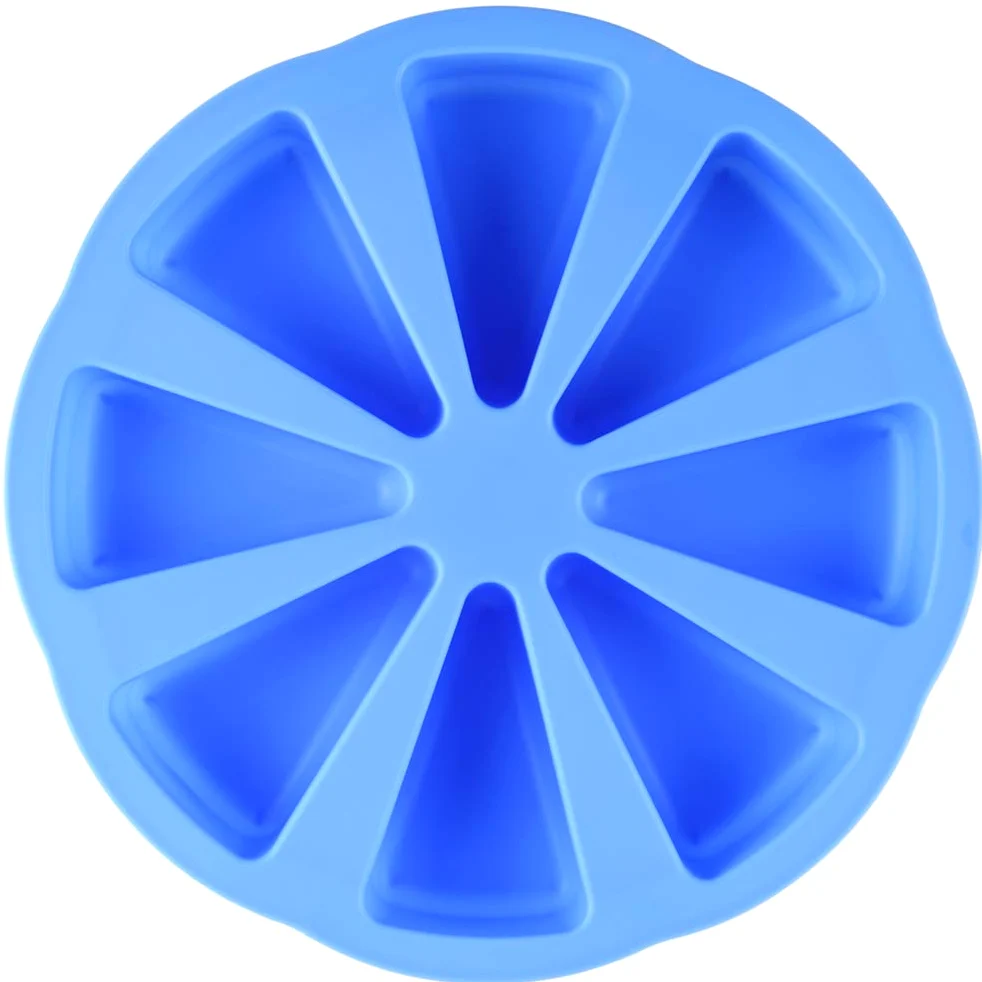 MIREN 8 Triangle Cavity Silicone Portion Cake Mold Scottish Scone & Cornbread Pan Slices Pastry Pan Pizza Slices Pan (Blue) by MIREN