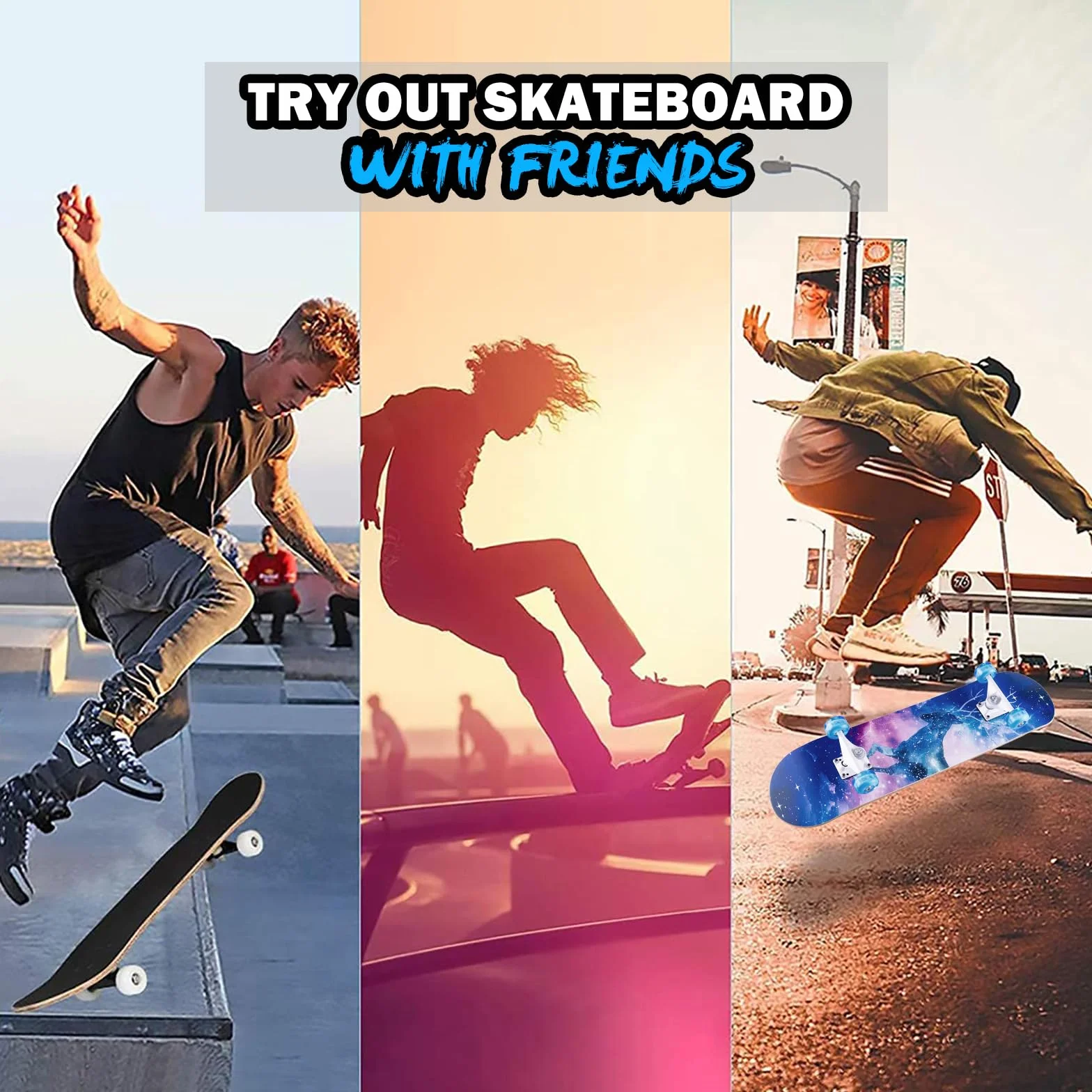 Monopatín Cruiser Skateboard 31 x 8 pulgadas Doble Kick Deck Cóncavo ABEC-11 Rodamientos 8 Capas Madera de Arce