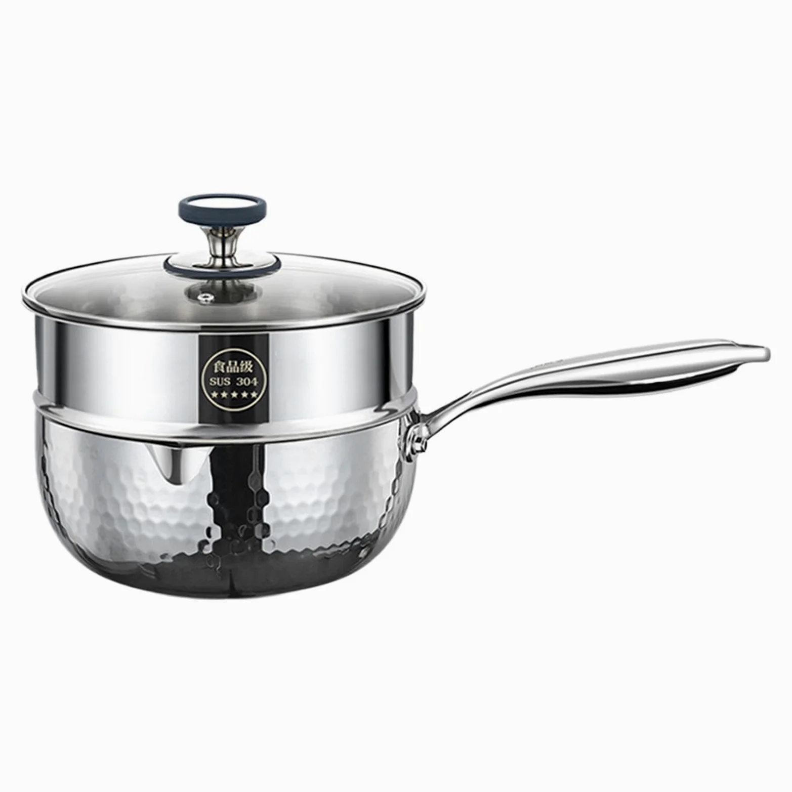 Cazo De Salsa Recipiente de Acero Inoxidable con Asa y Pico Vertedor | Cazo Pequeño Para Vapor Y Salsas Para Freír Cocer A Fuego Lento Hervir Cocinar Comidas Saludables En Cocina Y