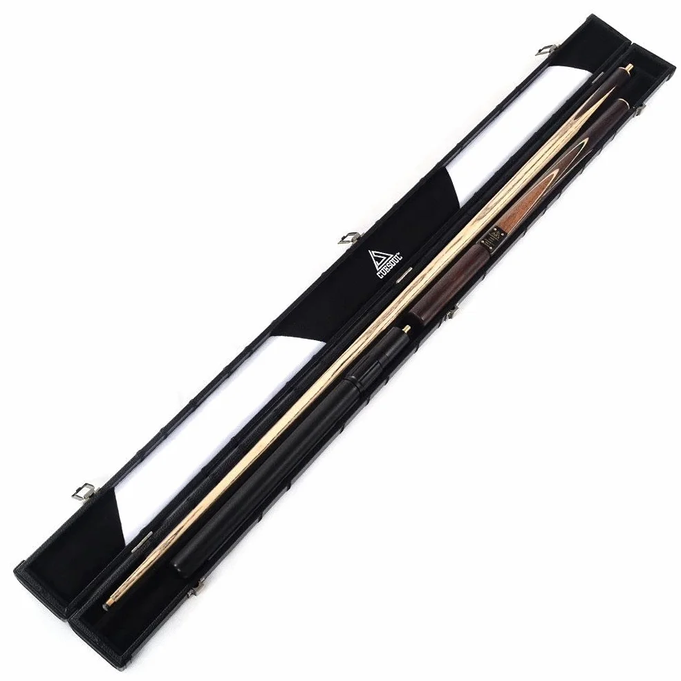 CUESOUL Clásico Hecho a Mano de 57 Pulgadas Rosewood 3/4 Pieza Snooker Cue con Caja Negro y Aluminio Telescopio Extensión