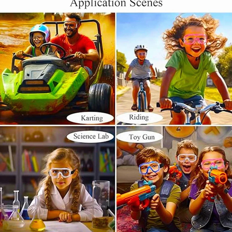 Gafas de seguridad para niños para Nerf Jugar, antigolpes, antivaho, correa ajustable, ajuste para 5-12 años