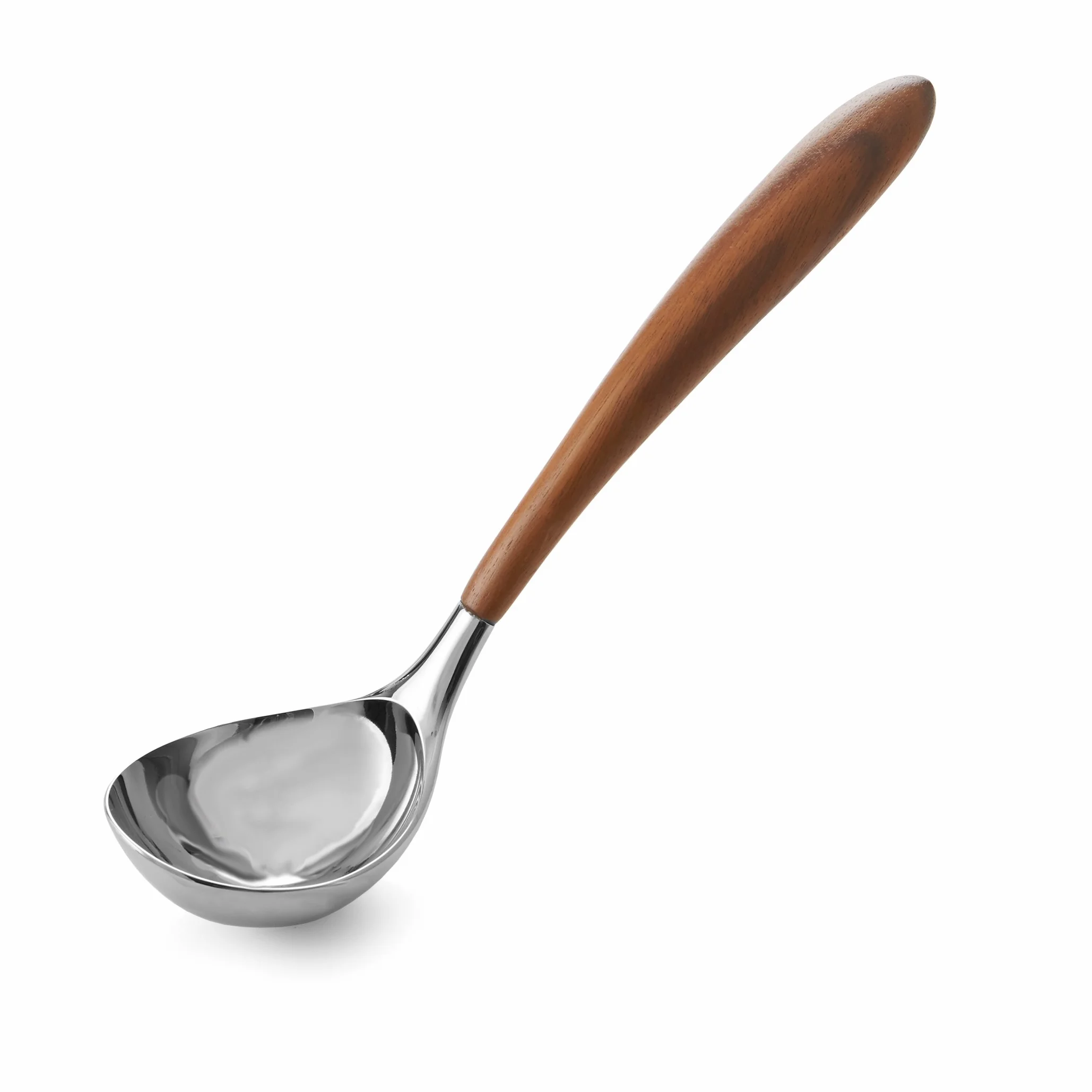 Nambe Curvo Stainless Steel and Acacia 12.5 x 3 inch Wood Ladle by Nambe