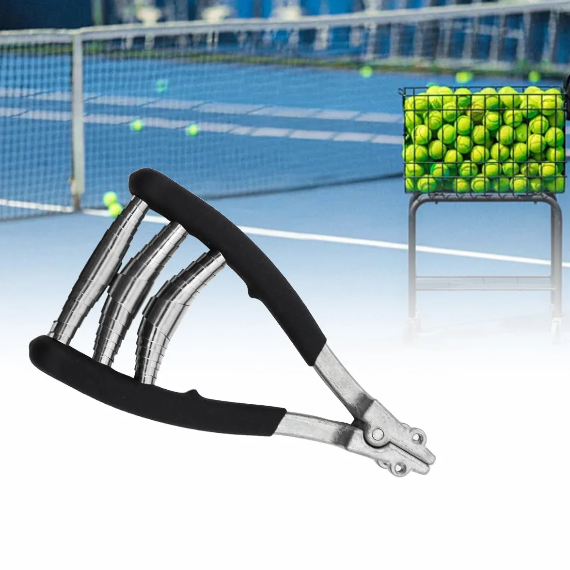 Abrazadera de Inicio para Raqueta de Tenis de Cabeza Ancha, 3 Resortes, Negro